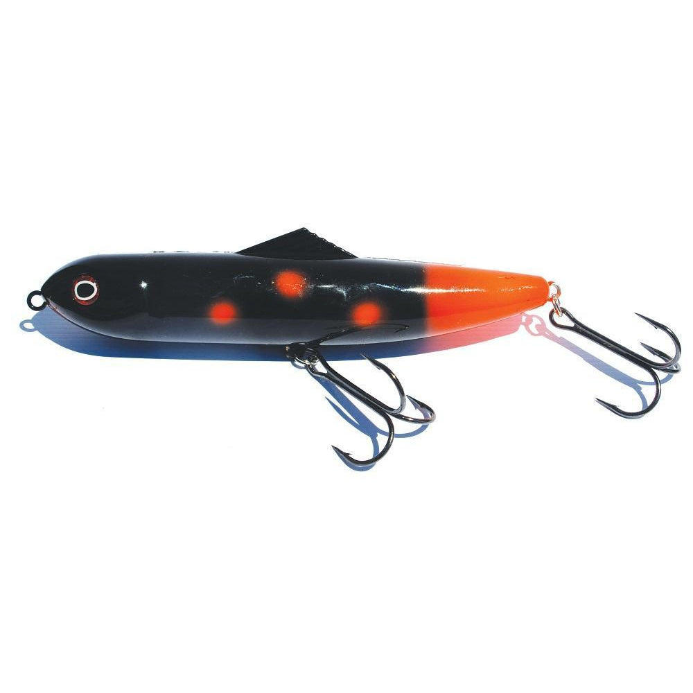 View of Topwater Joe Bucher Walkin Raider 8" Topwater Bait Black Orange available at EZOKO Fishing