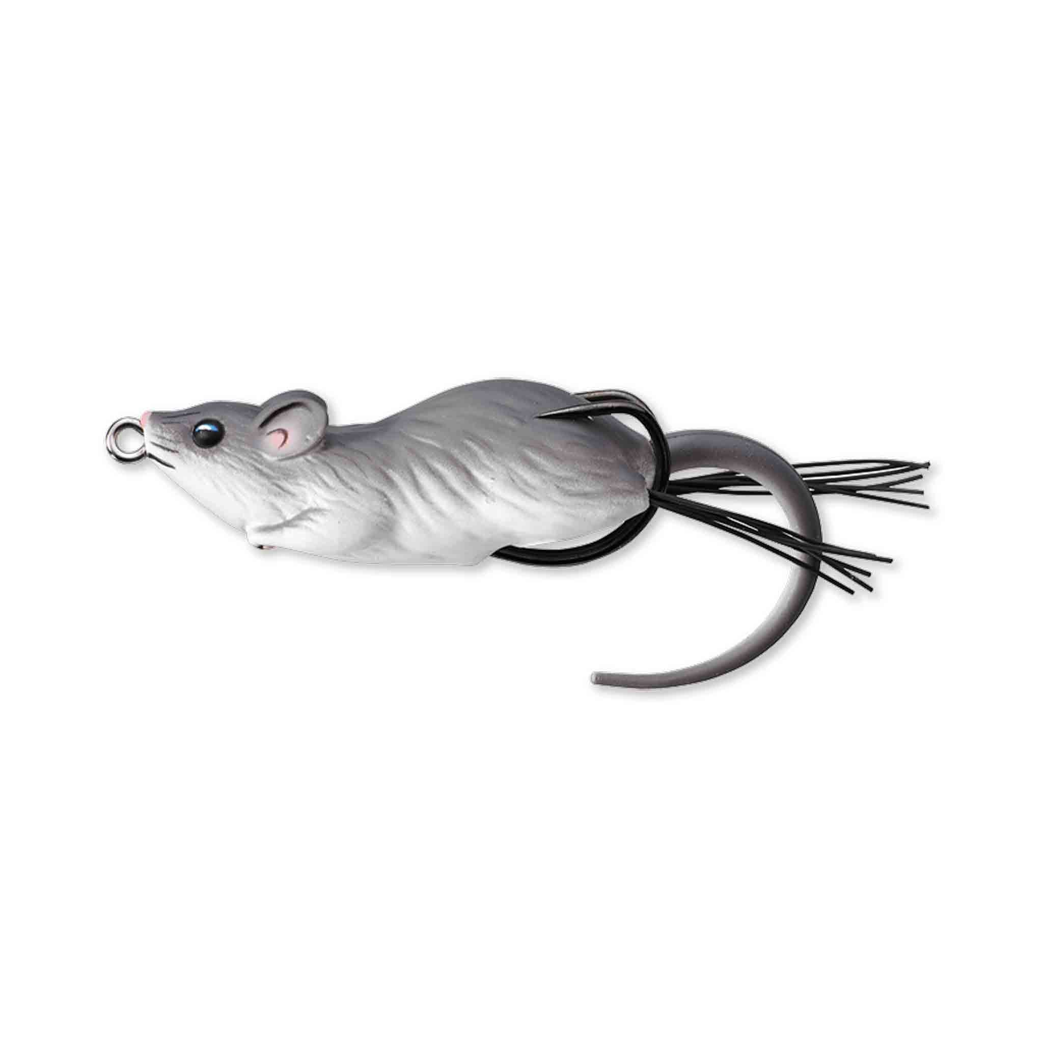 View of Topwater Live Target Hollow Body Mouse 3 1/2 Topwater Bait Grey / White available at EZOKO Fishing