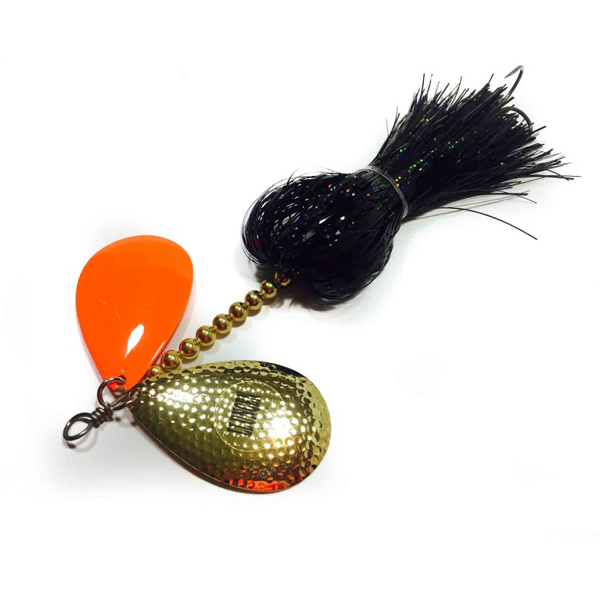 View of Bucktails Llungen Lures DC-10 Flashabou Bucktail Black / Orange available at EZOKO Fishing