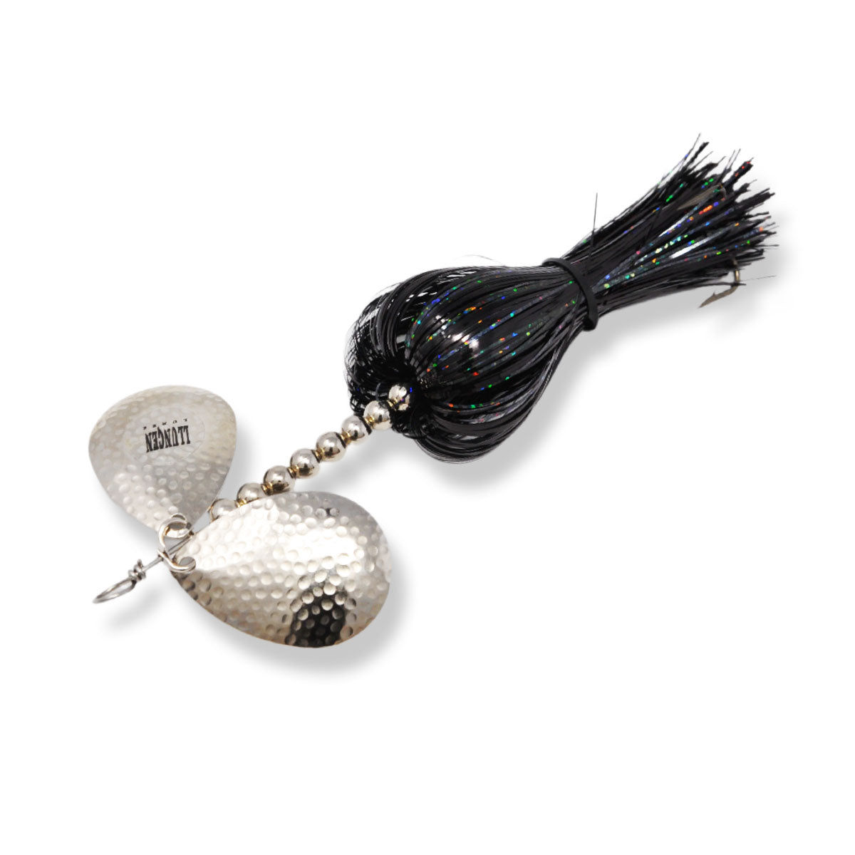 View of Bucktails Llungen Lures DC-8 Flashabou Bucktail Black / Nickel available at EZOKO Fishing