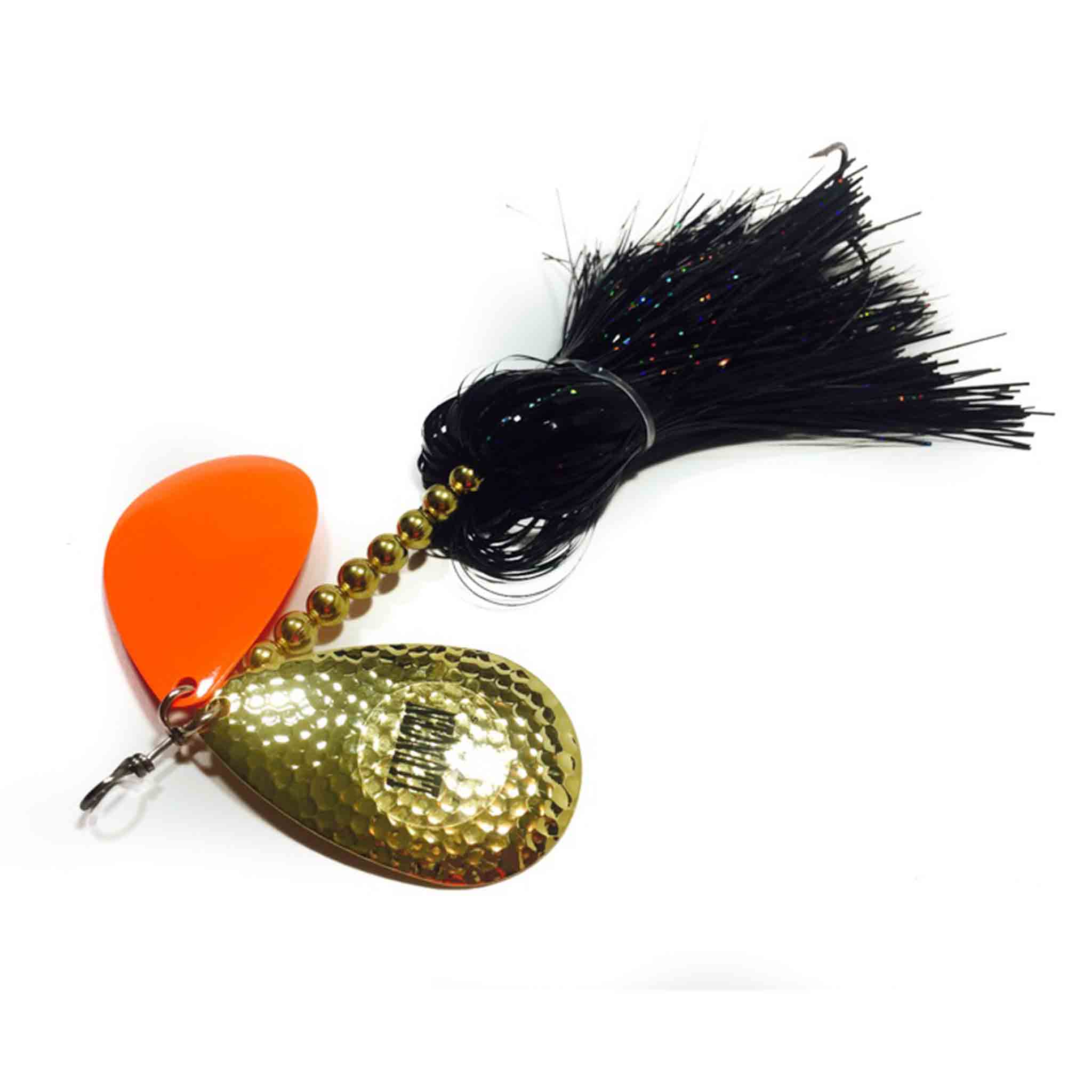 View of Bucktails Llungen Lures DC-9 Flashabou Bucktail Black / Orange available at EZOKO Fishing