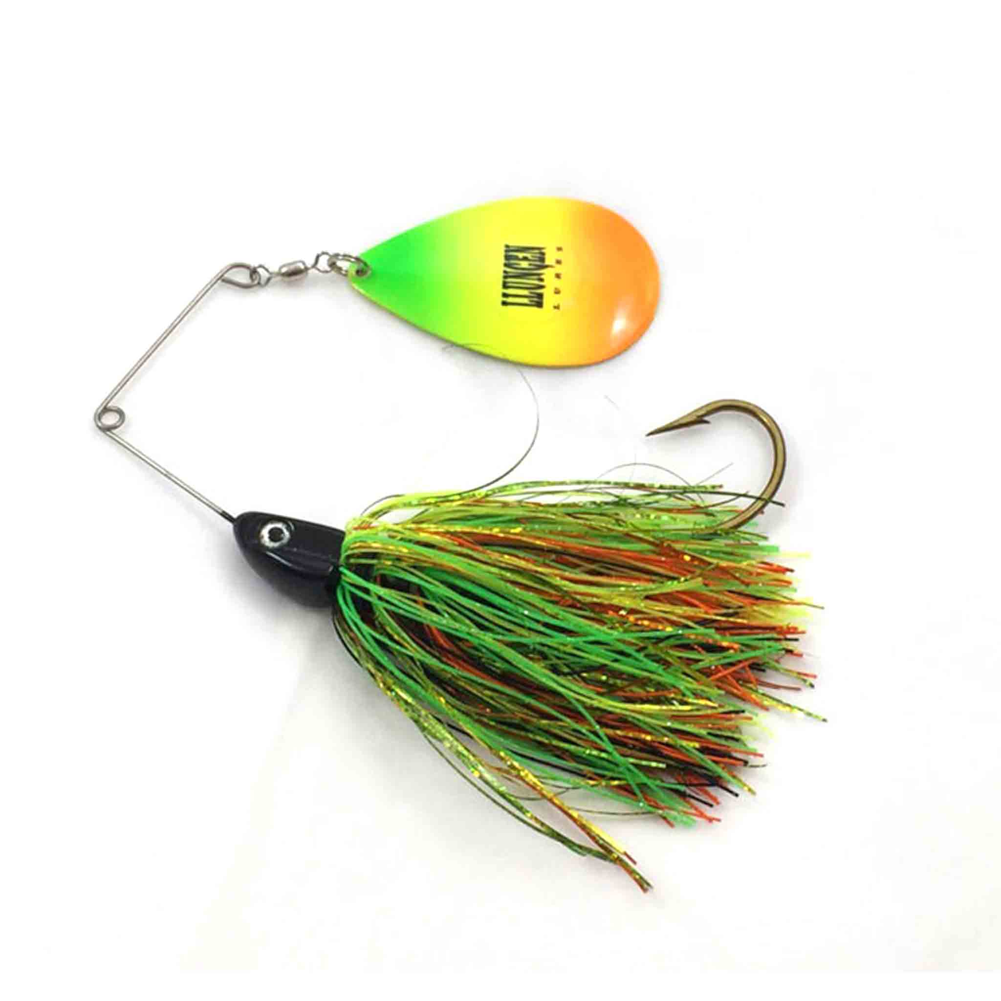 View of Spinnerbaits Llungen Lures Magnum Nutbuster hybrid Spinnerbait Fire Tiger available at EZOKO Fishing