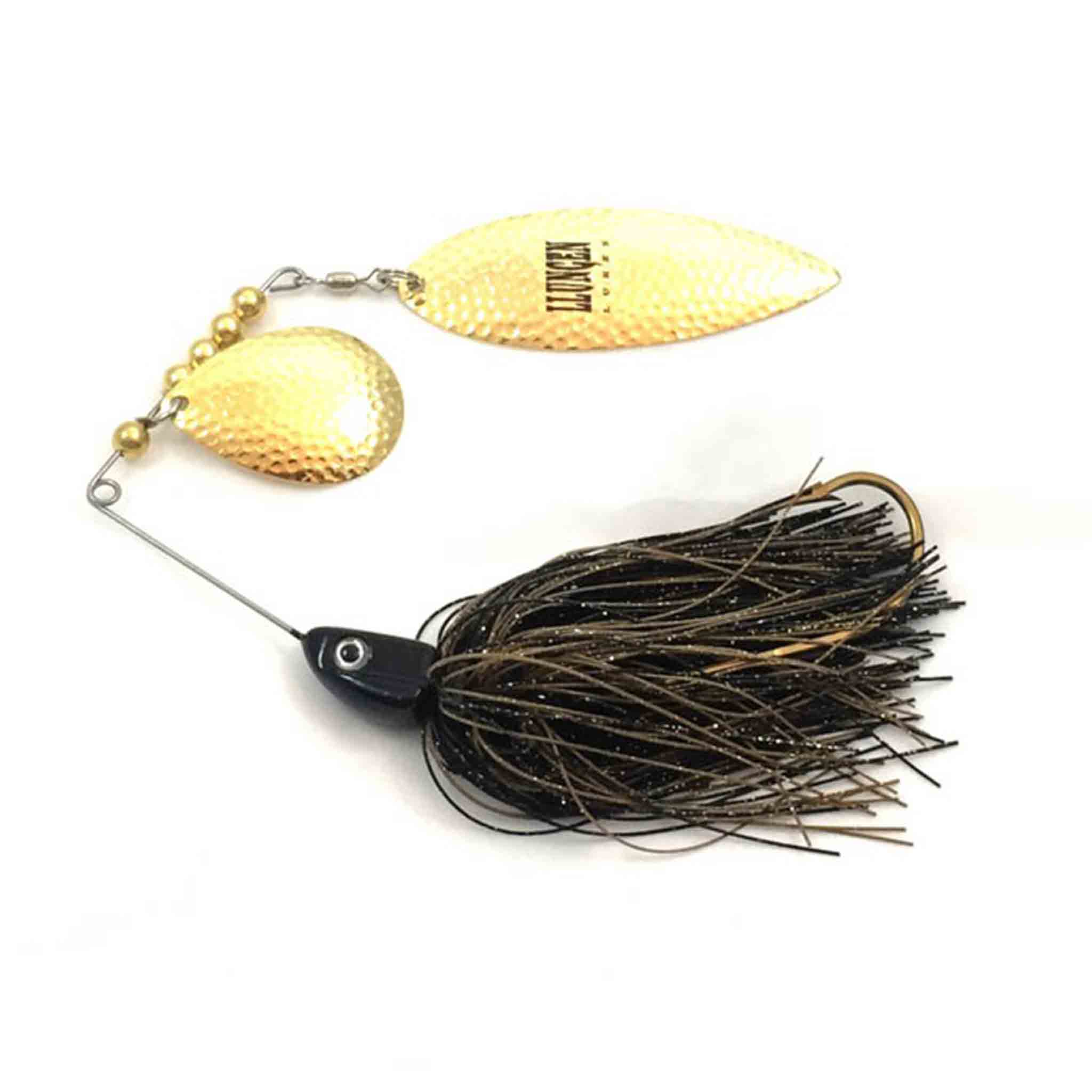 View of Spinnerbaits Llungen Lures Tandem Nutbuster Spinnerbait Black / Gold available at EZOKO Fishing