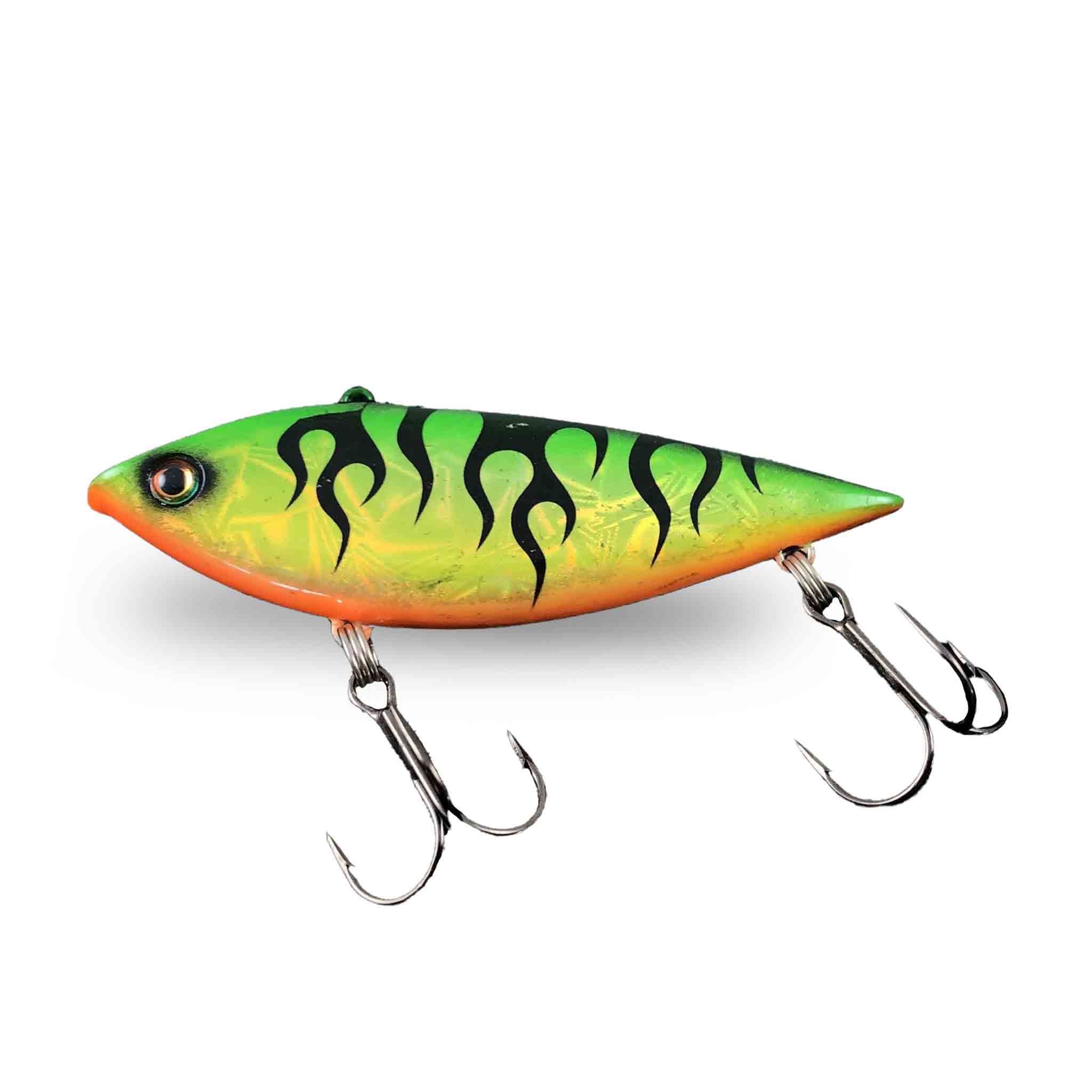 View of Lipless_Crankbaits Llungen Lures Tony Grant Rattlin' Shad 4" Lipless Crankbait Holo Fire Tiger available at EZOKO Fishing