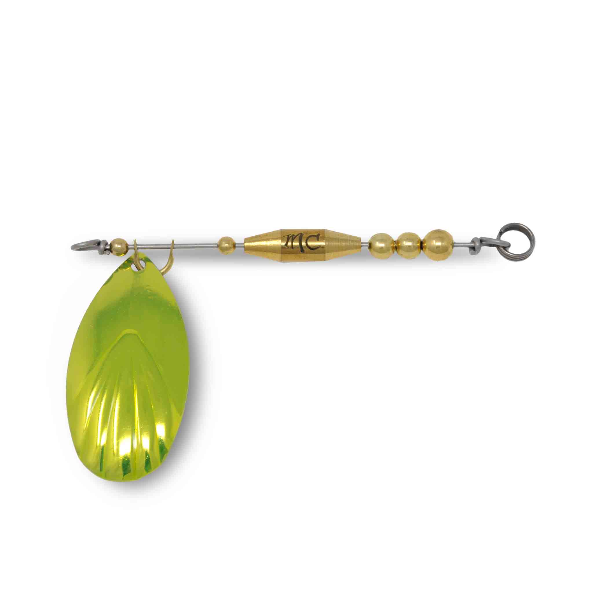 Mad Chasse In line Attachment Gold Fluted #8 Transparent Green Lures Add-on