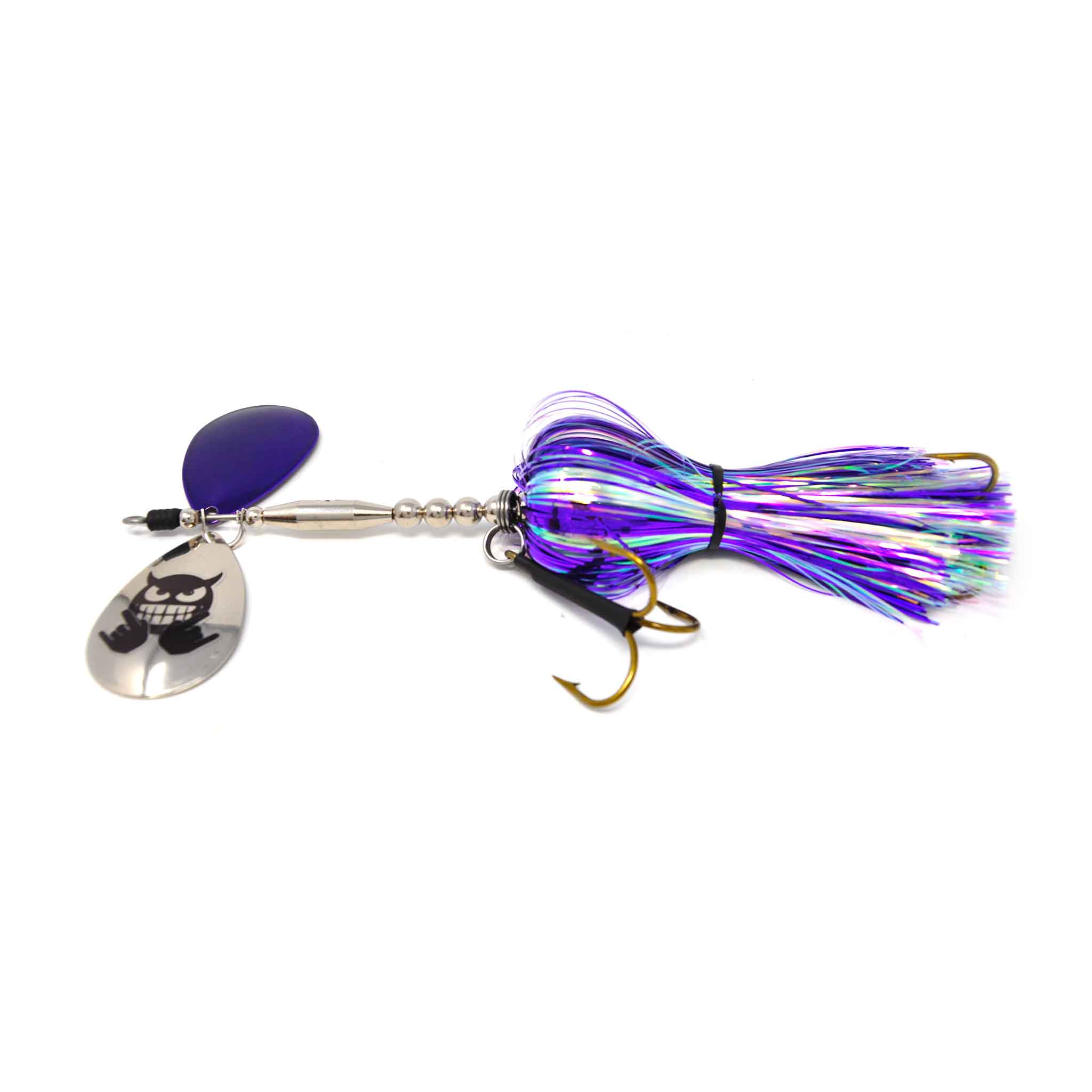 View of Bucktails Mad Chasse Mini Double Colorado 8/8 Bucktail Bloopearl available at EZOKO Fishing