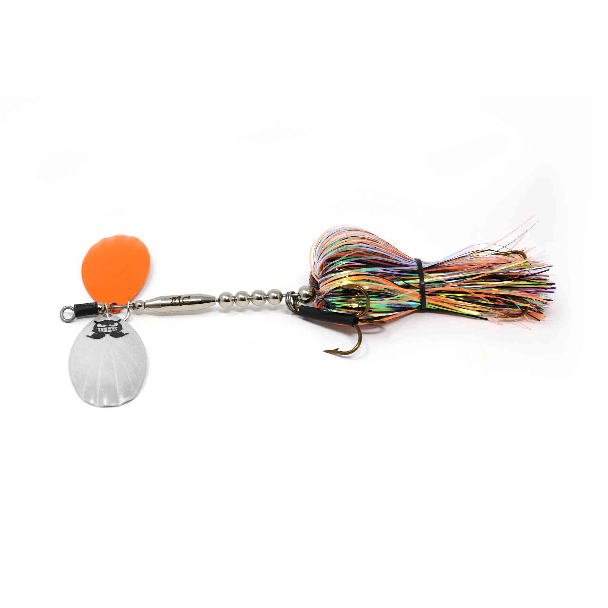 View of Bucktails Mad Chasse Mini Double Fluted 9/9 Bucktail Halloween Pearl available at EZOKO Fishing