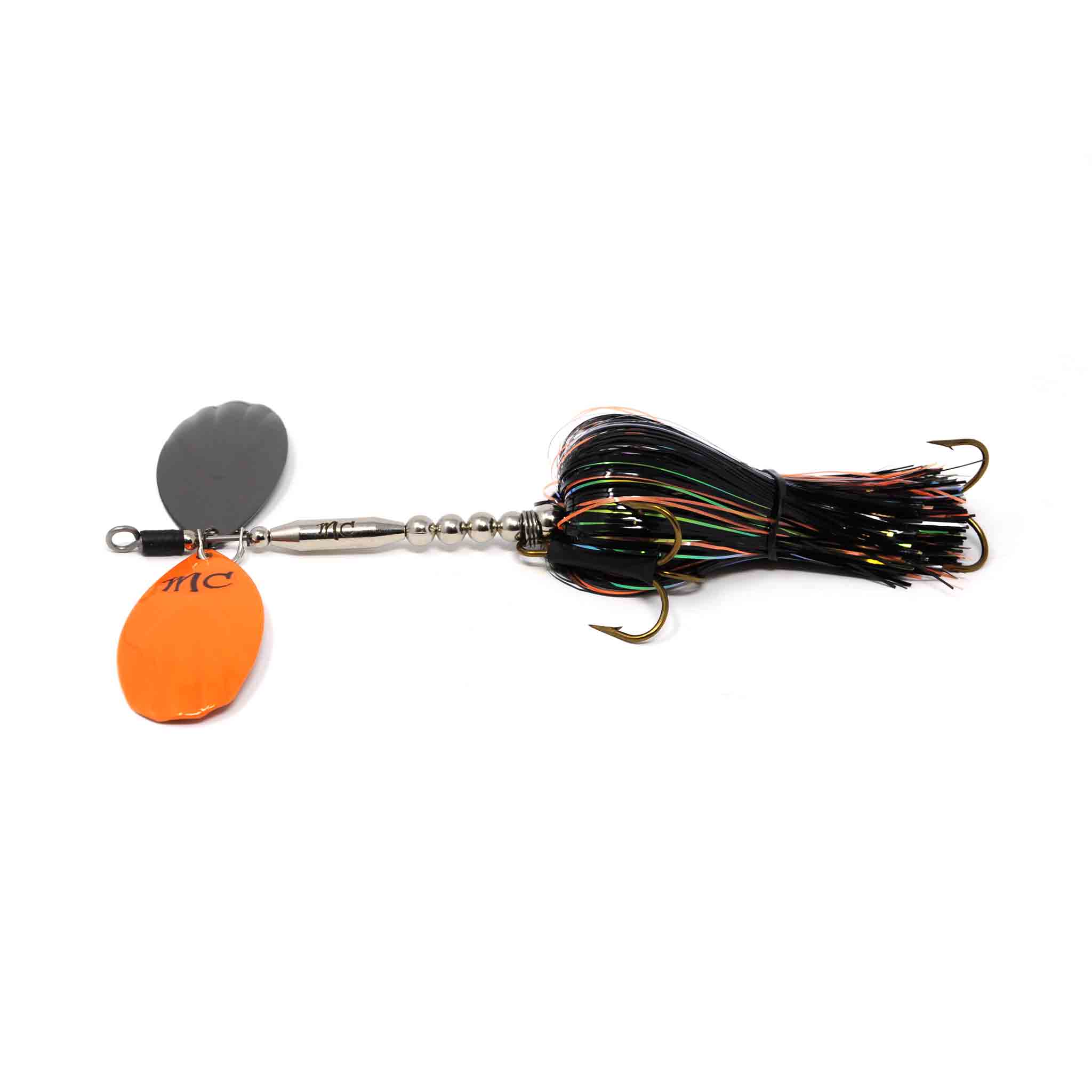 View of Bucktails Mad Chasse Mini Double Fluted 9/9 Bucktail Toxic Pumpkin available at EZOKO Fishing