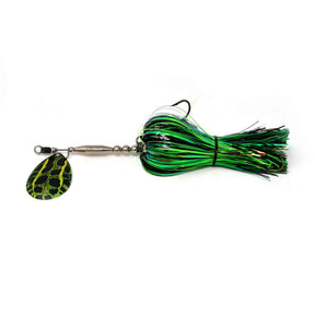 View of Bucktails Mad Chasse Mini Single Colorado 8 Bucktail Black Frog available at EZOKO Pike and Musky Shop