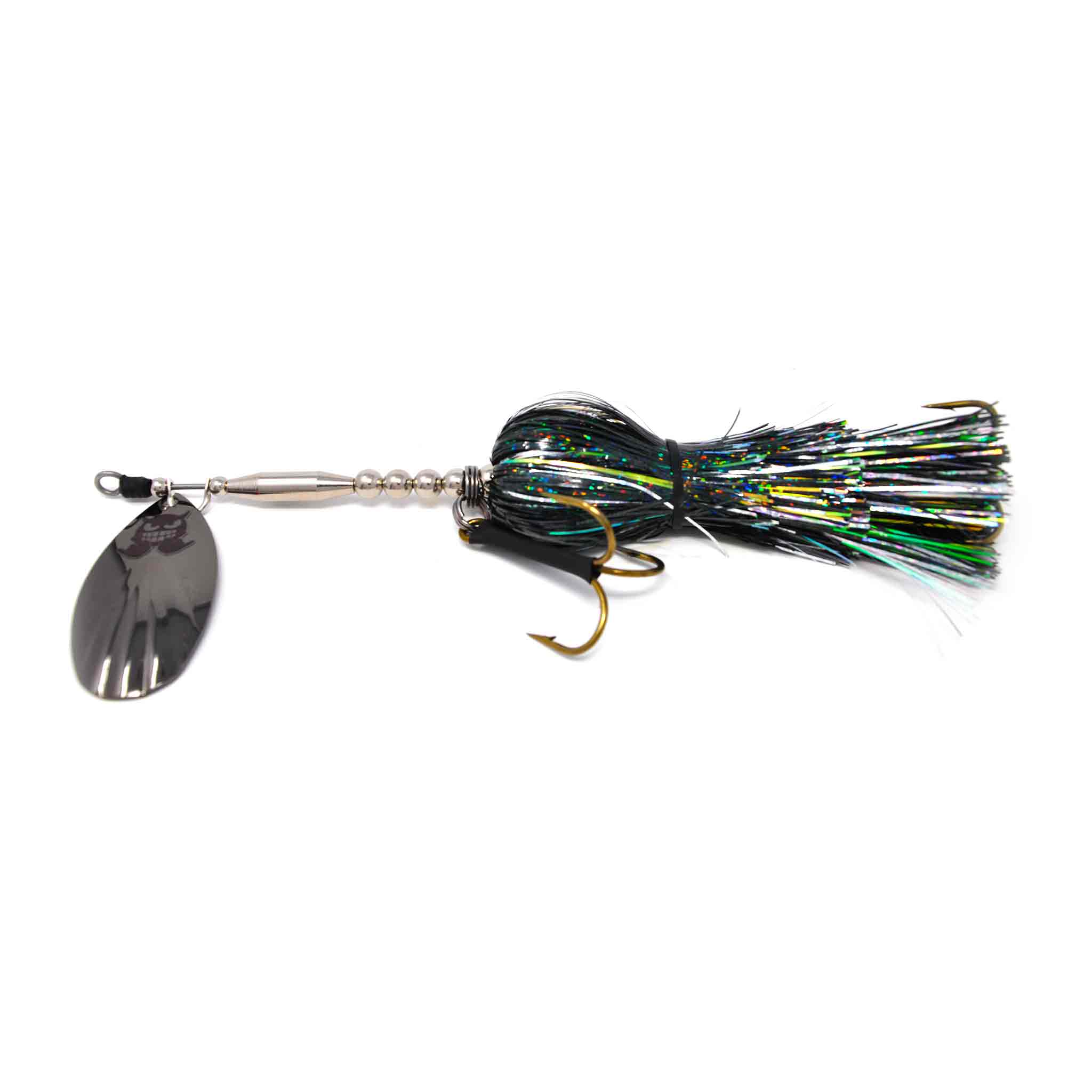 View of Bucktails Mad Chasse Mini Single Fluted 9 Bucktail Black Shiner available at EZOKO Fishing