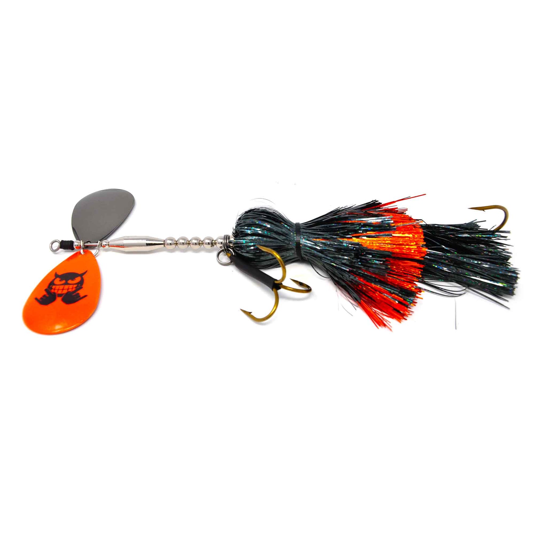 View of Bucktails Mad Chasse Regular Double Colorado 9/9 Bucktail Halloween Candy TMS available at EZOKO Pike and Musky Shop