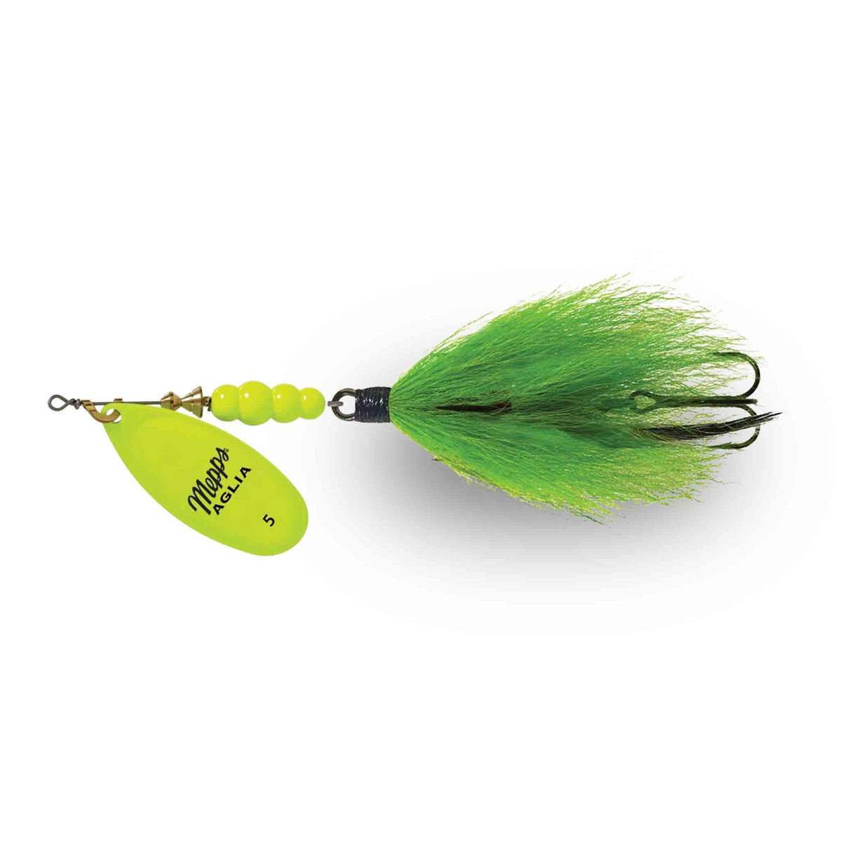 Mepps Aglia Tandem Chartreuse / Chartreuse Tail Bucktails