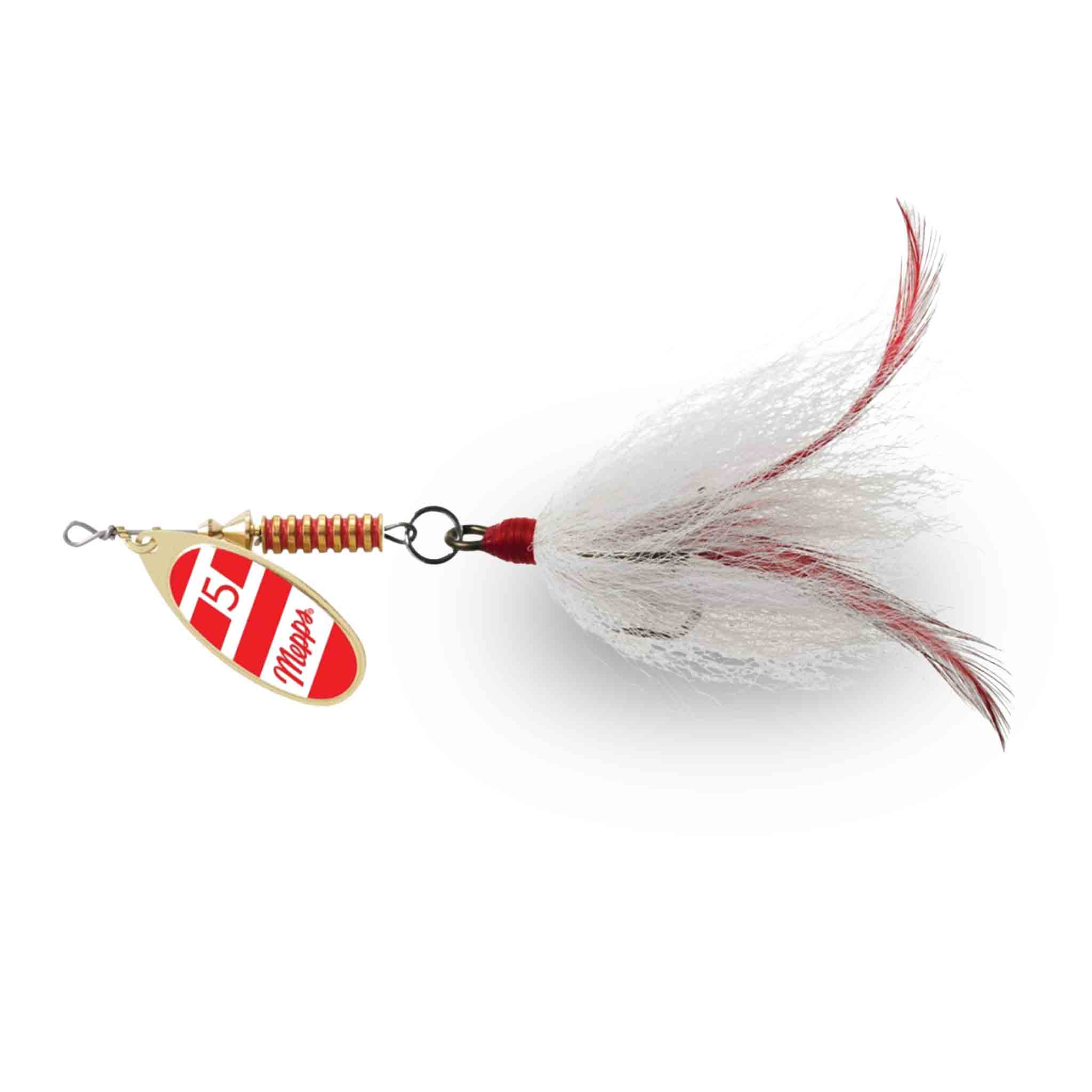 View of Bucktails Mepps Musky Killer Bucktail Red / White / White Tail available at EZOKO Fishing