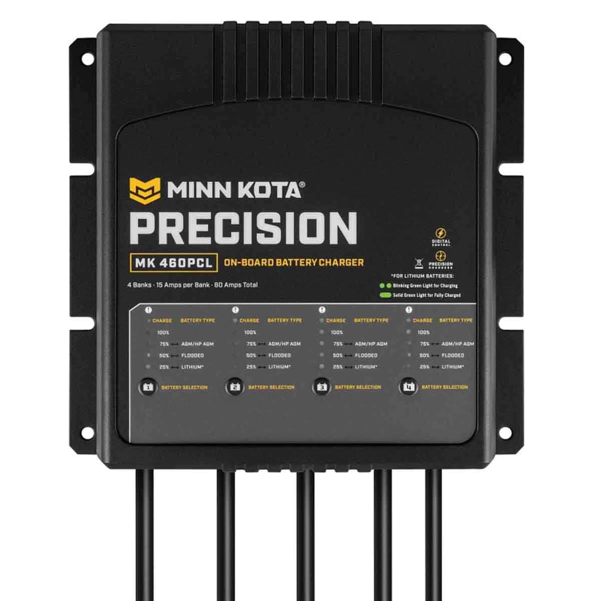 View of batteries_chargers Minn Kota Precision Charger MK 460 PCL - 4 banks x 15 amps available at EZOKO Pike and Musky Shop