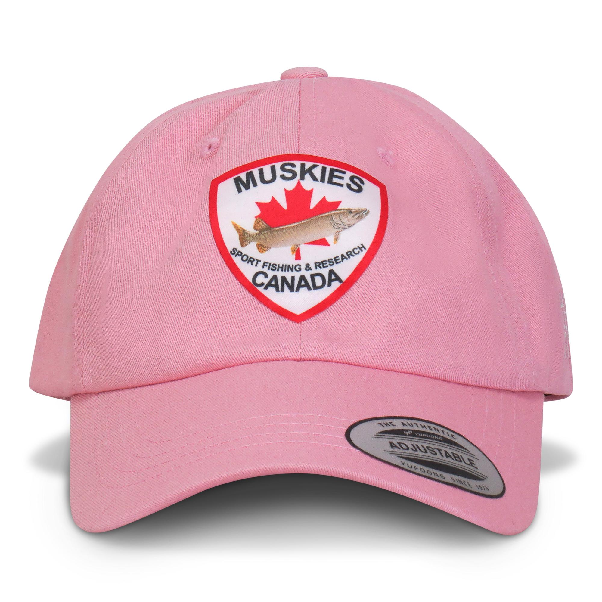 View of Hat Muskie Canada Yupoong Classic Dad's Cap Pink available at EZOKO Fishing