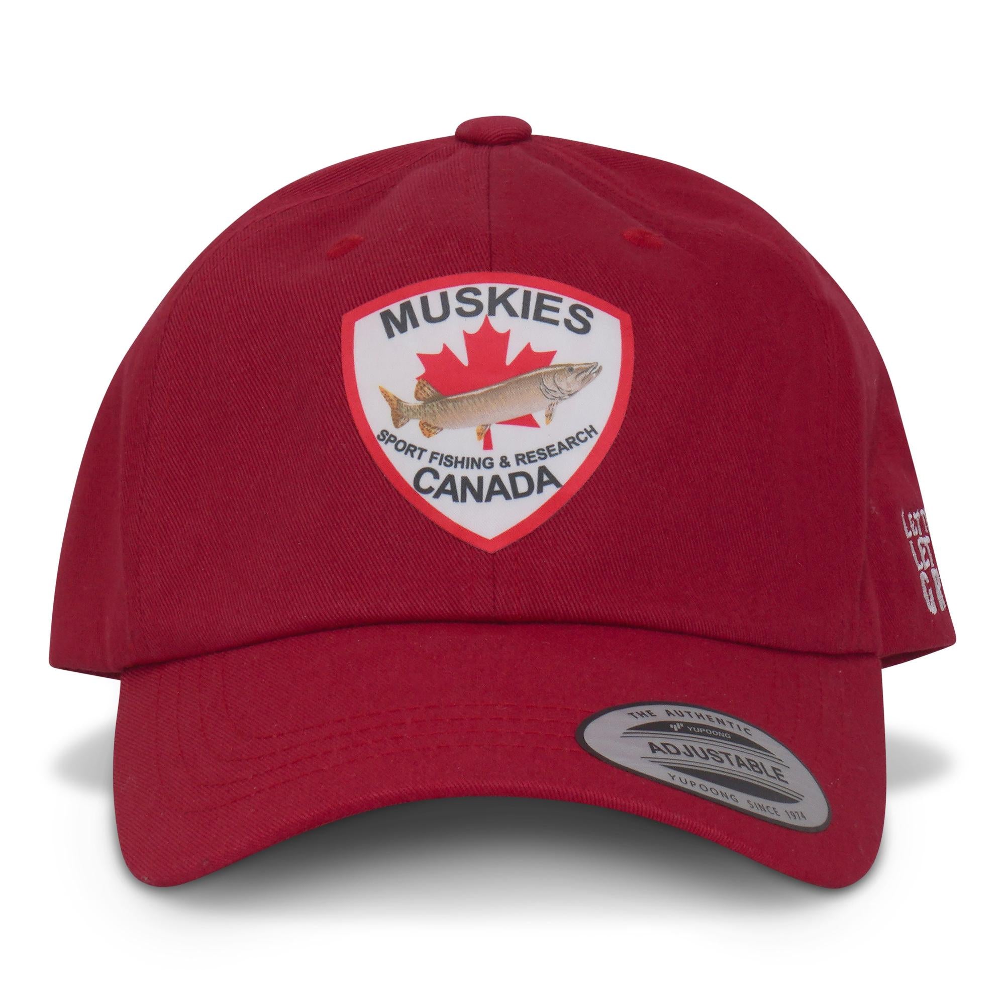 View of Hat Muskie Canada Yupoong Classic Dad's Cap Red available at EZOKO Fishing