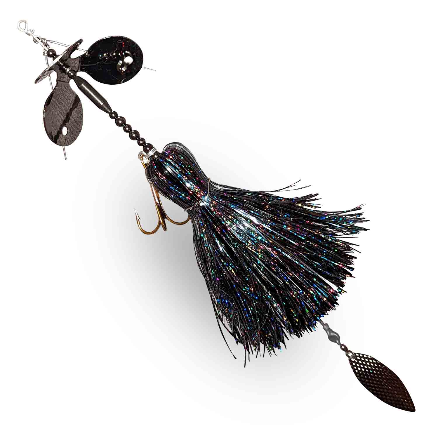 Muskie Munchies Big Triple Slurp Black Licorice w/ Tickers w/ Flicker Bucktails