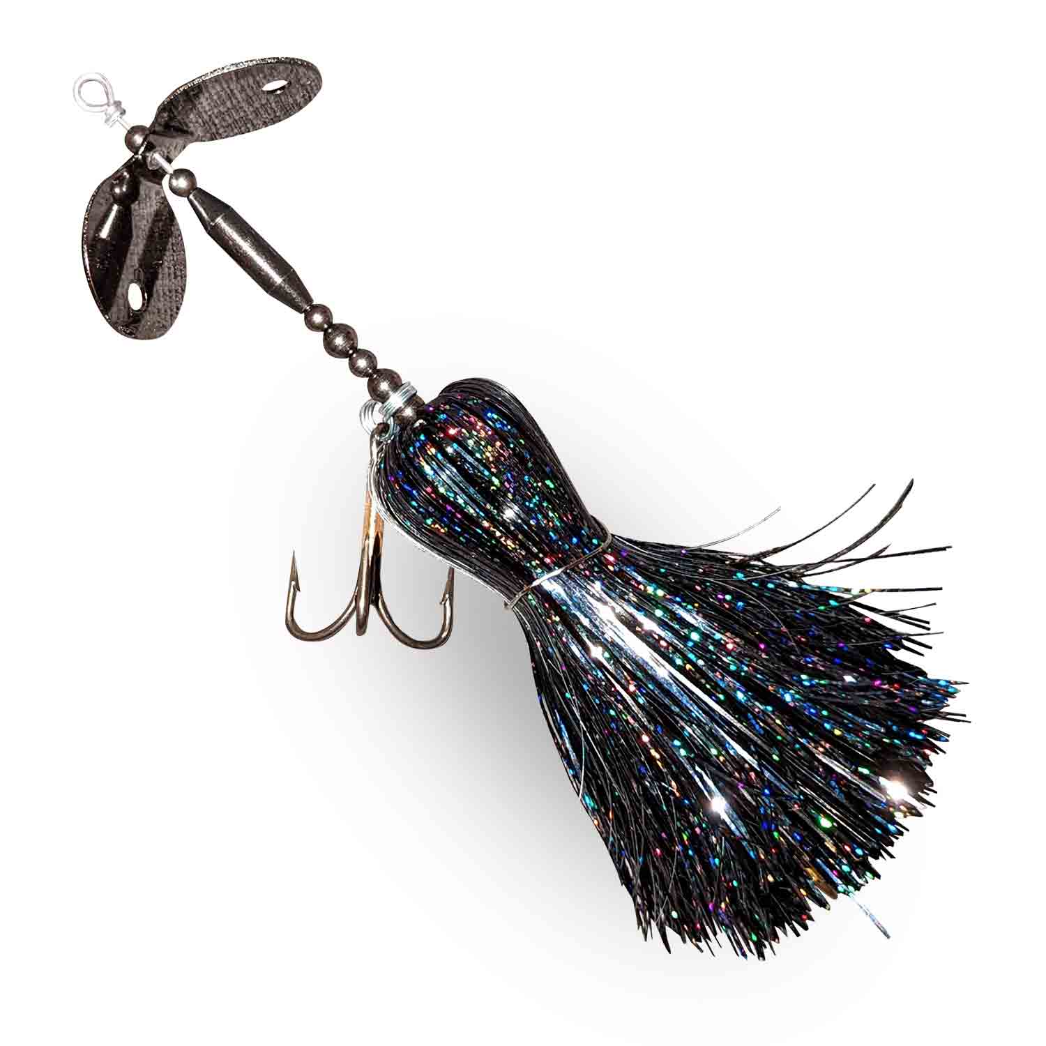View of Bucktails Muskie Munchies Standard Double Slurp Bucktail Black Licorice w/o Ticker w/o Flicker available at EZOKO Fishing