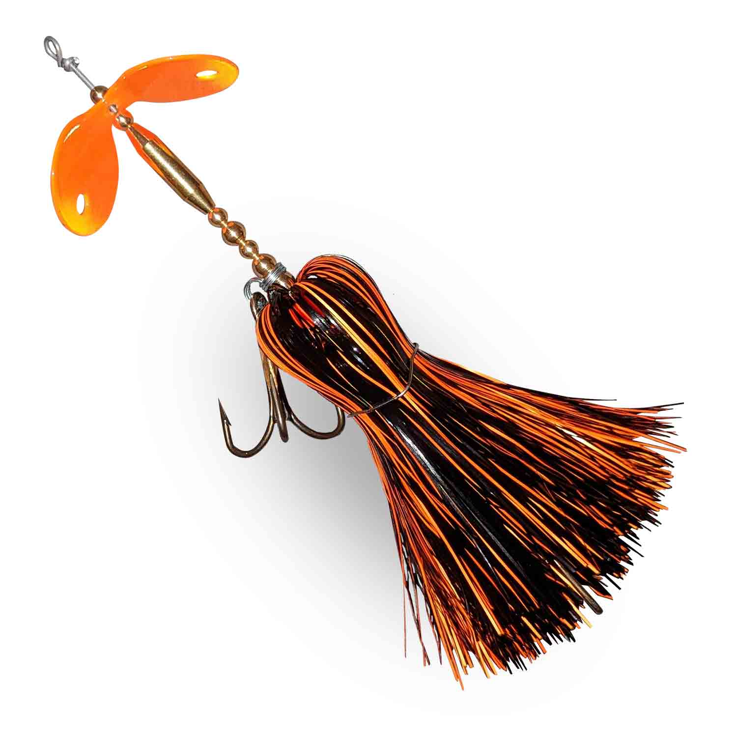 View of Bucktails Muskie Munchies Standard Double Slurp Bucktail Flame Broiled w/o Ticker w/o Flicker available at EZOKO Fishing