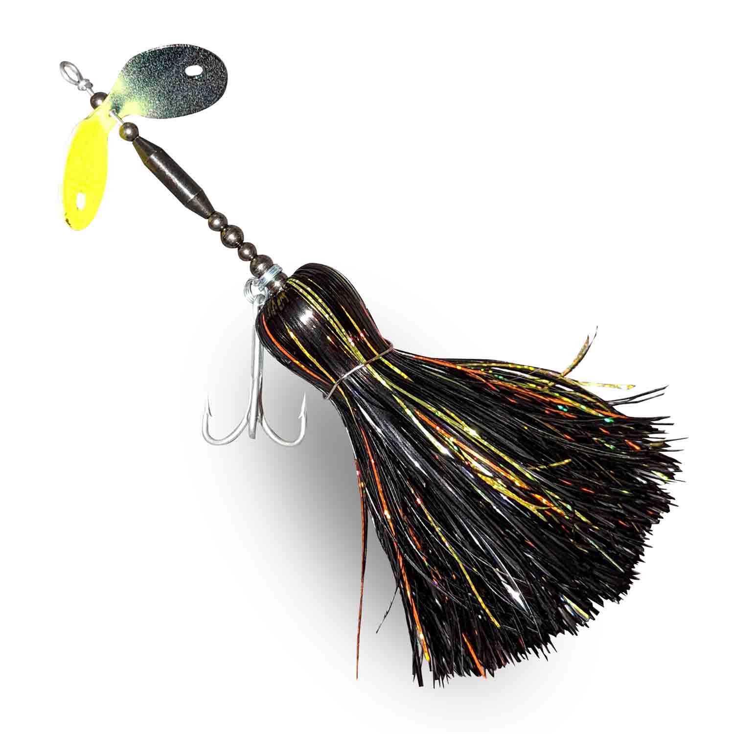 View of Bucktails Muskie Munchies Standard Double Slurp Bucktail Lemon Sour w/o Ticker w/o Flicker available at EZOKO Fishing