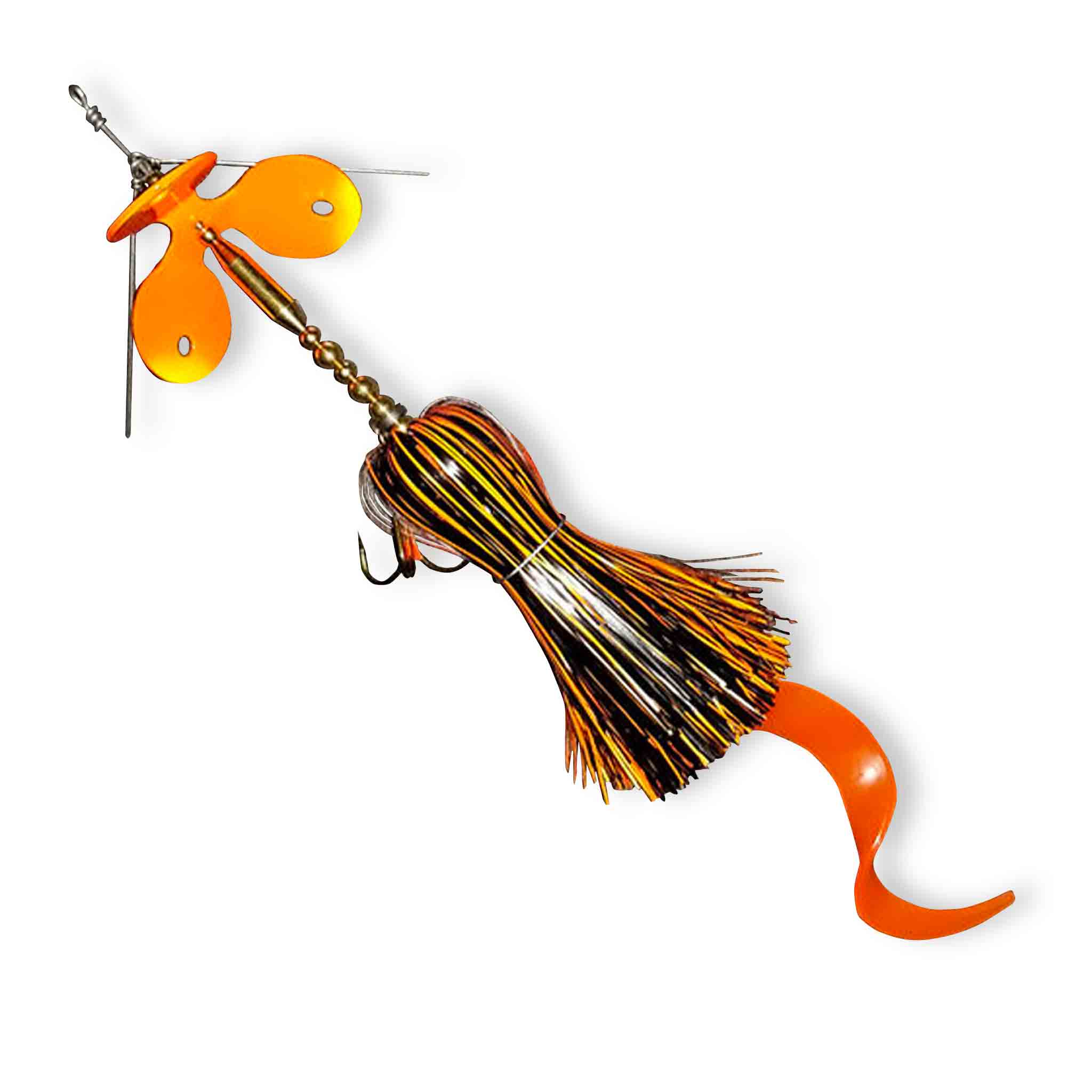 View of Bucktails Muskie Munchies Standard Ticker Killer Triple Slurp Bucktail Flame Broiled available at EZOKO Fishing