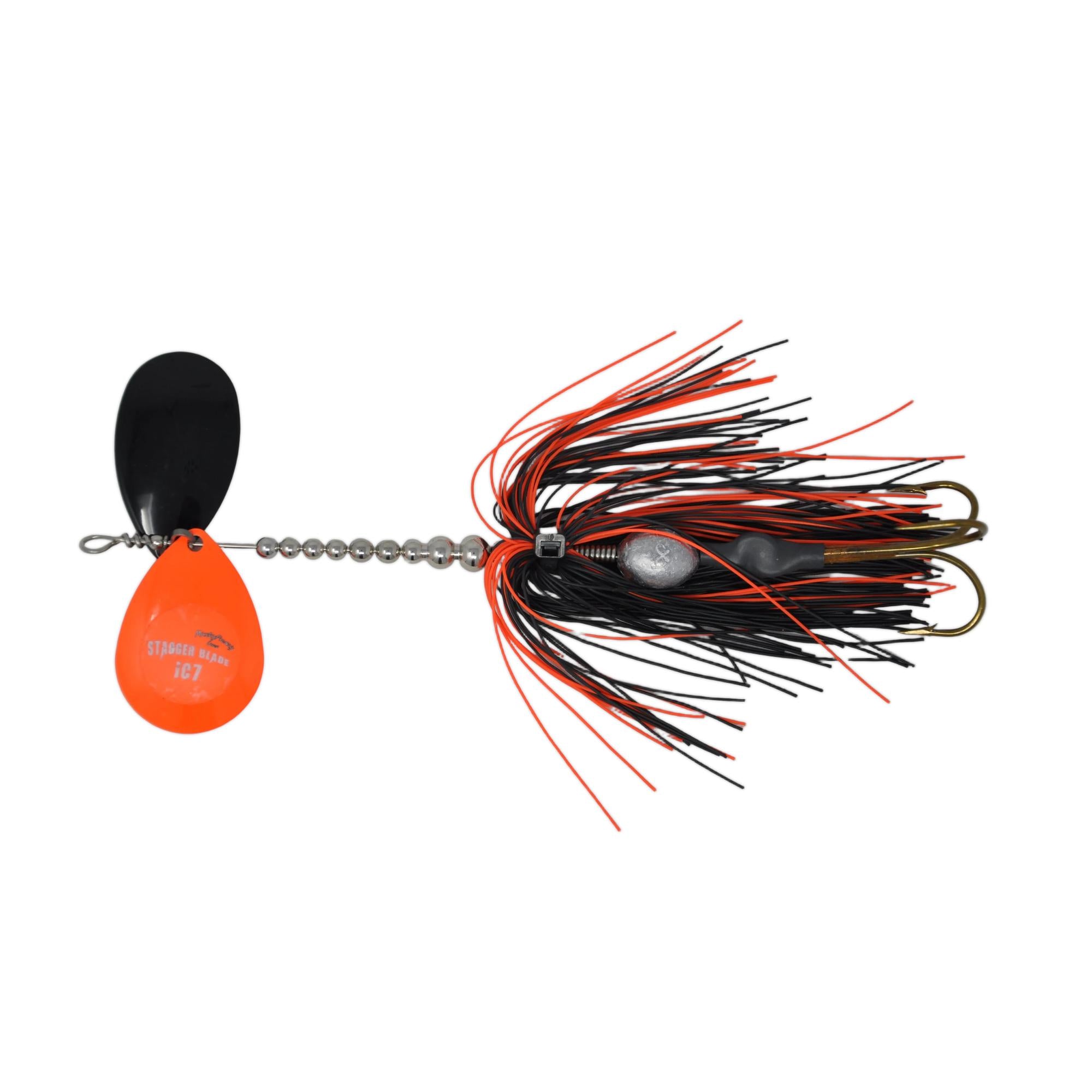 View of Bucktails Musky Frenzy IC7 Bucktail Orange/Black - Rubber Skirt available at EZOKO Fishing