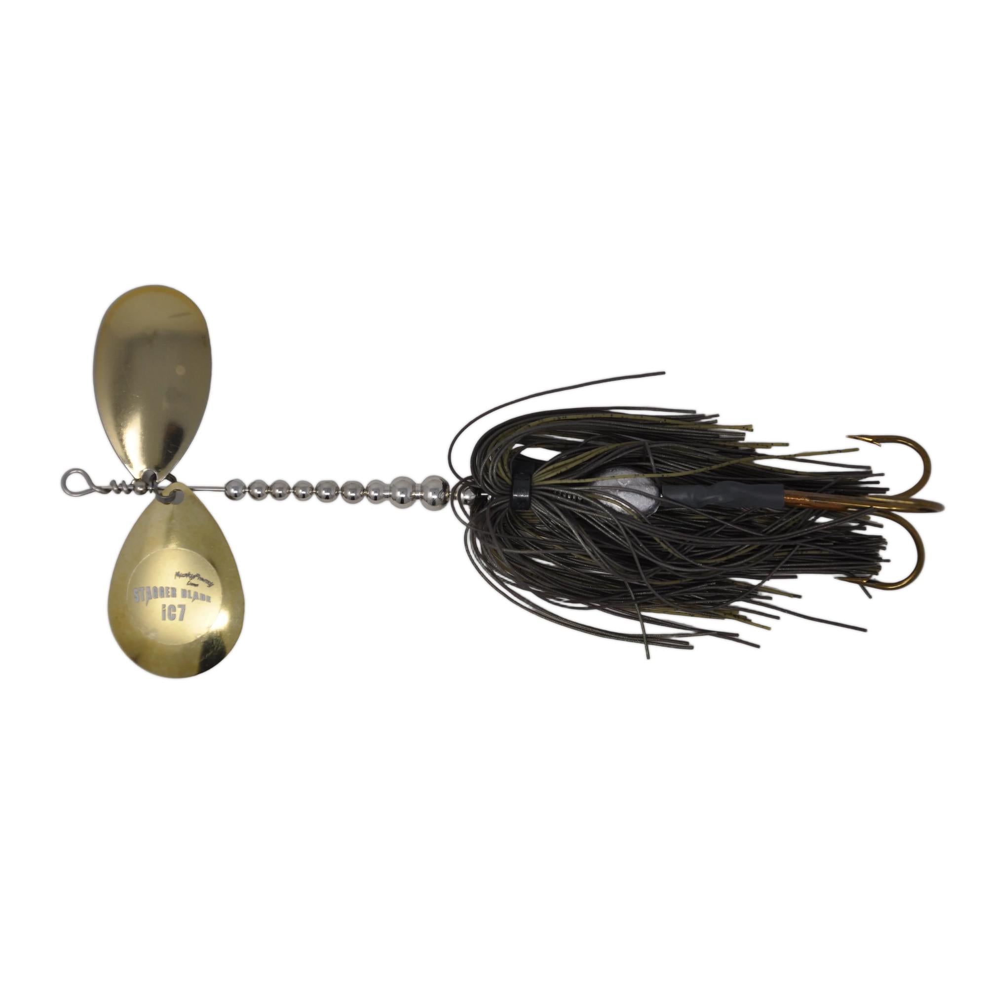 View of Bucktails Musky Frenzy IC7 Bucktail Brown/Gold - Rubber Skirt available at EZOKO Fishing
