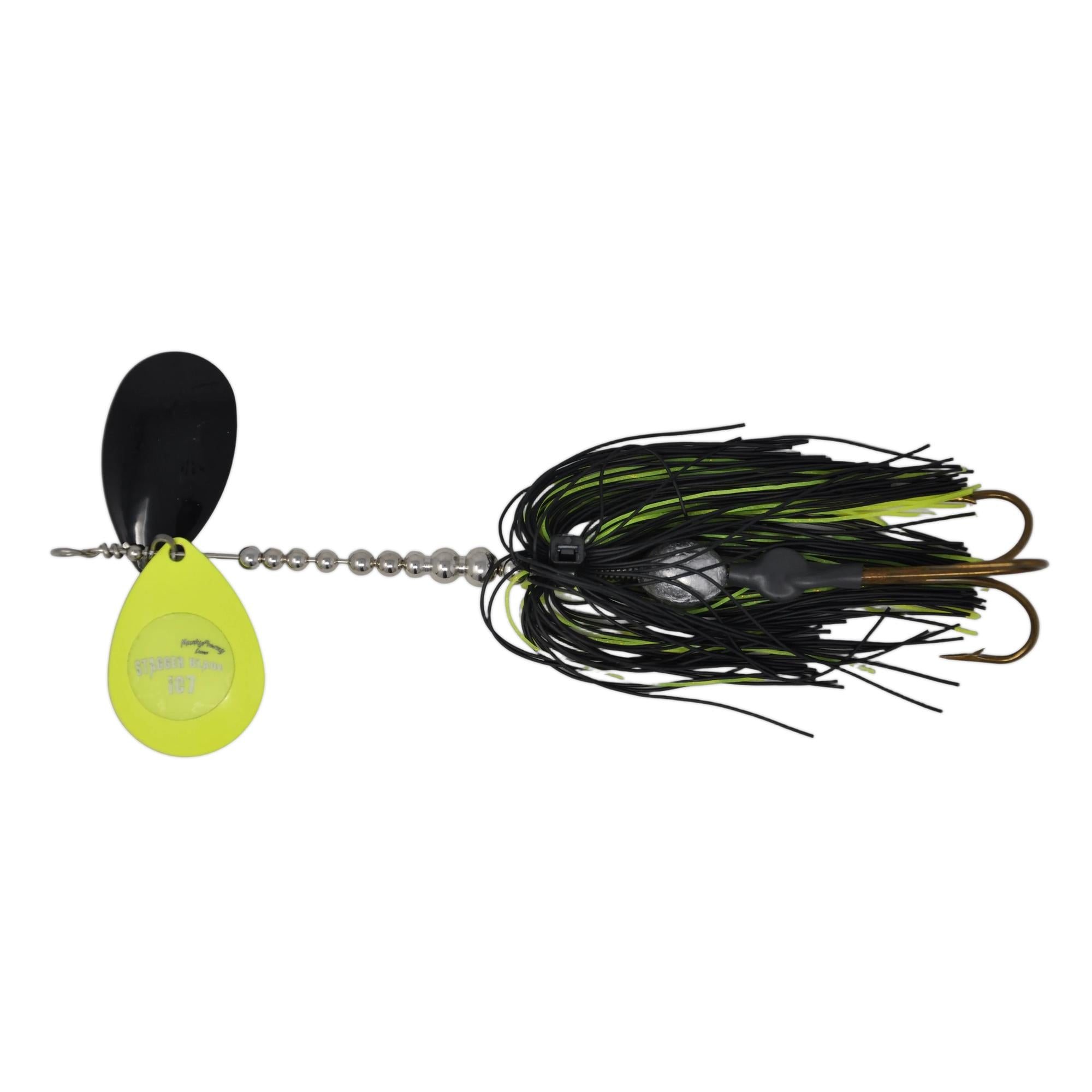 View of Bucktails Musky Frenzy IC7 Bucktail Chart/Black - Rubber Skirt available at EZOKO Fishing