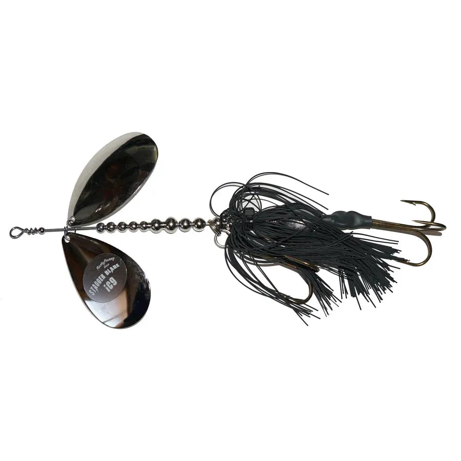 View of Bucktails Musky Frenzy IC9 Bucktail Black/Nickle - Rubber Skirt available at EZOKO Fishing