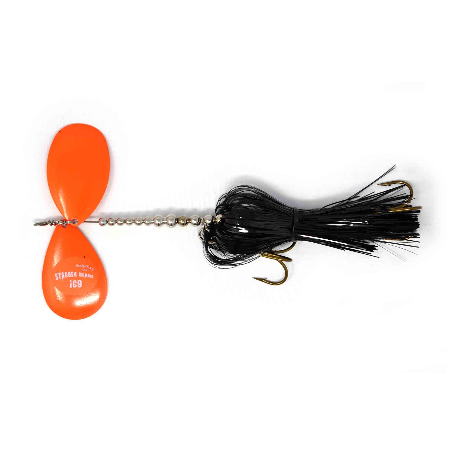 View of Bucktails Musky Frenzy IC9 Bucktail Black/Orange available at EZOKO Pike and Musky Shop