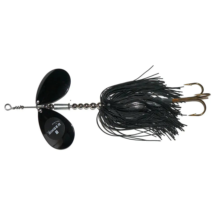 View of Bucktails Musky Frenzy Ringer 8 Black/Black - Rubber Skirt available at EZOKO Fishing