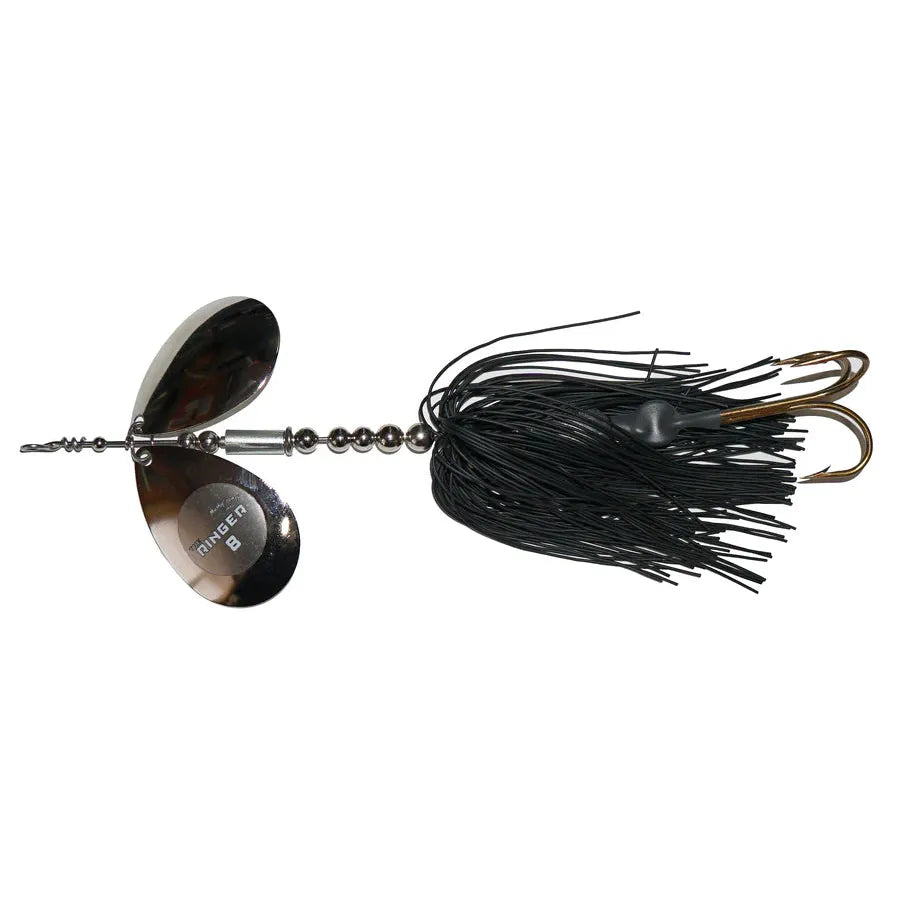 View of Bucktails Musky Frenzy Ringer 8 Black/Nickel - Rubber Skirt available at EZOKO Fishing