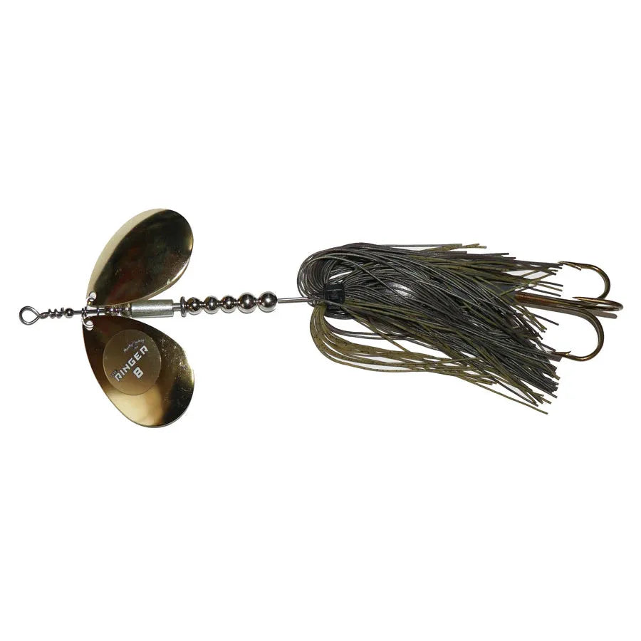 View of Bucktails Musky Frenzy Ringer 8 Brown/Gold - Rubber Skirt available at EZOKO Fishing
