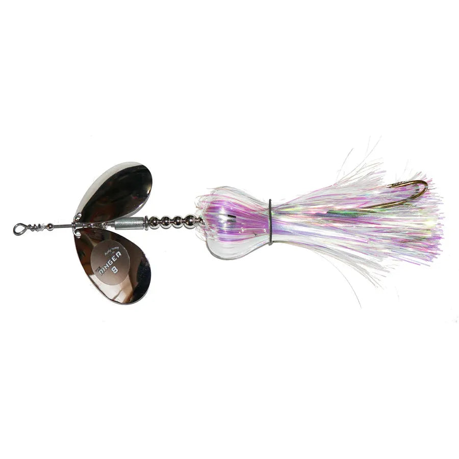 View of Bucktails Musky Frenzy Ringer 8 IR Ghost available at EZOKO Fishing