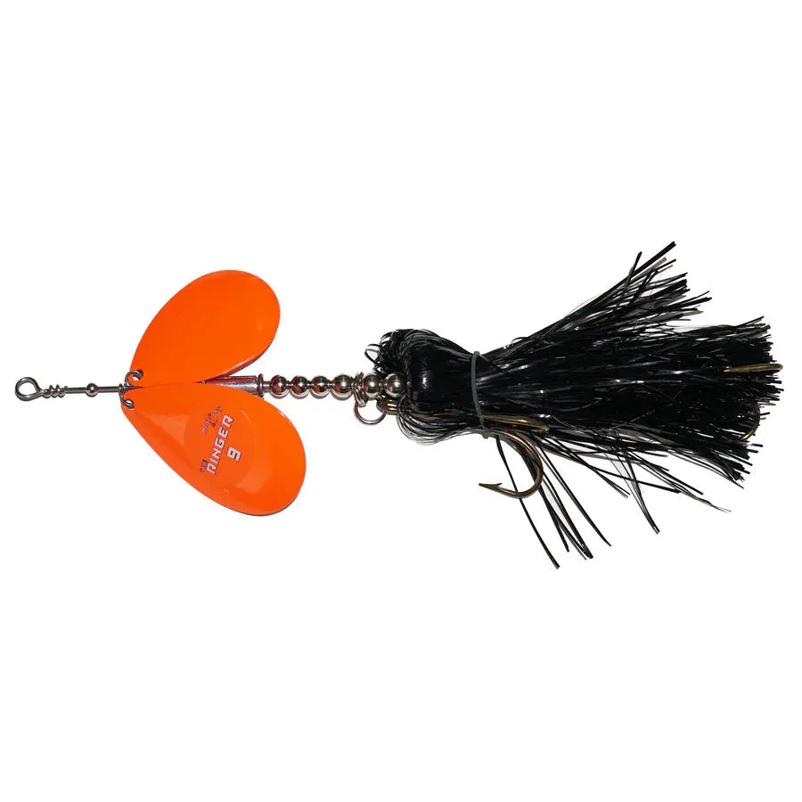 View of Bucktails Musky Frenzy Ringer 9 Black/Orange available at EZOKO Fishing