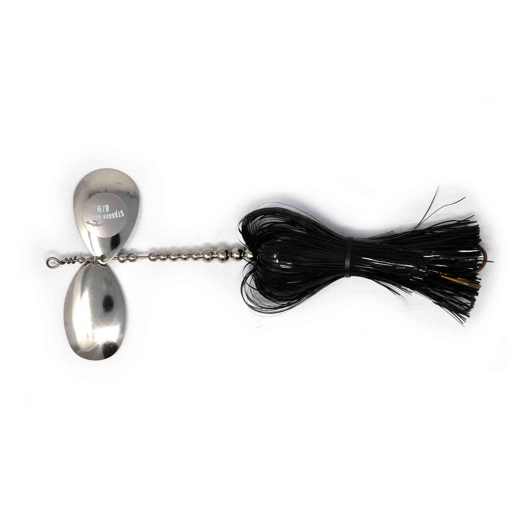 View of Bucktails Musky Frenzy Stagger 8/9 Bucktail Black/Nickel available at EZOKO Pike and Musky Shop