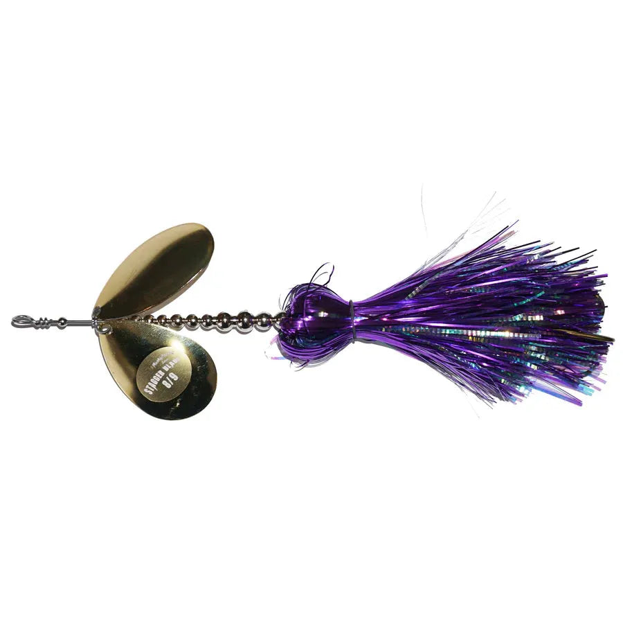 View of Bucktails Musky Frenzy Stagger 8/9 Bucktail Purple Rain available at EZOKO Fishing