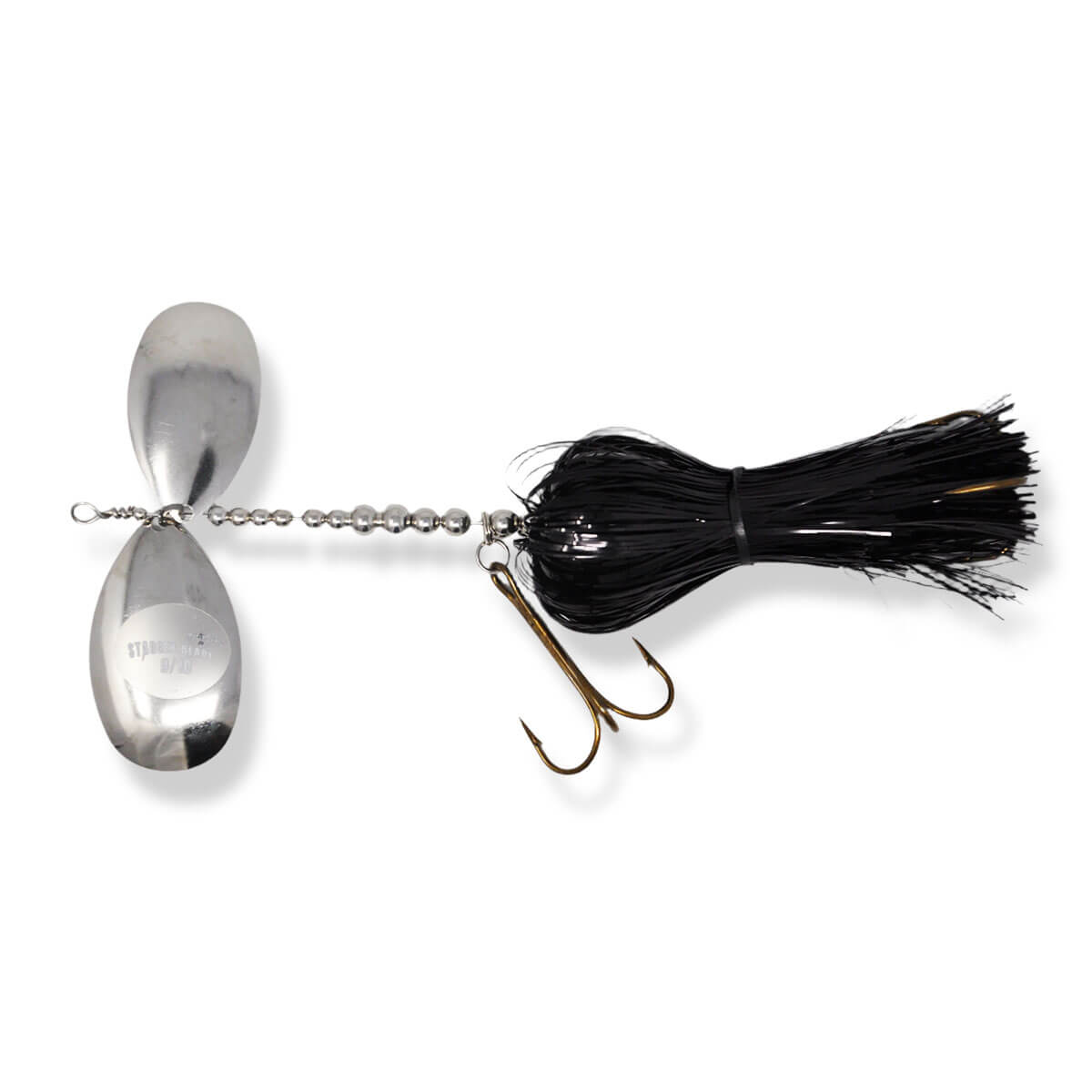 View of Bucktails Musky Frenzy Stagger 9/10 Bucktail Black/Nickel available at EZOKO Fishing