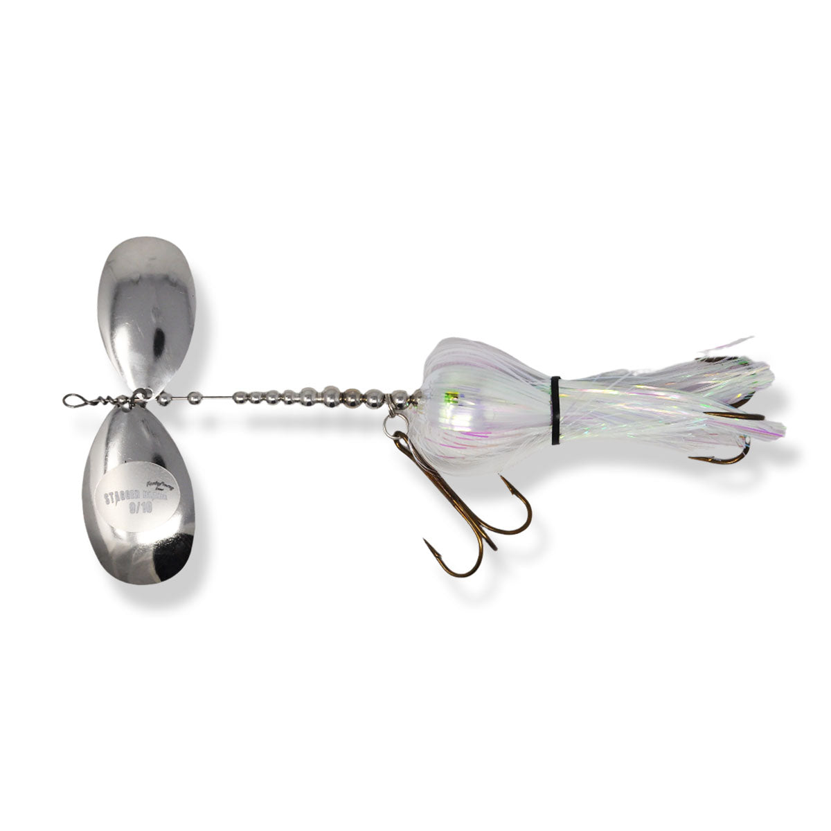 View of Bucktails Musky Frenzy Stagger 9/10 Bucktail IR Ghost available at EZOKO Pike and Musky Shop