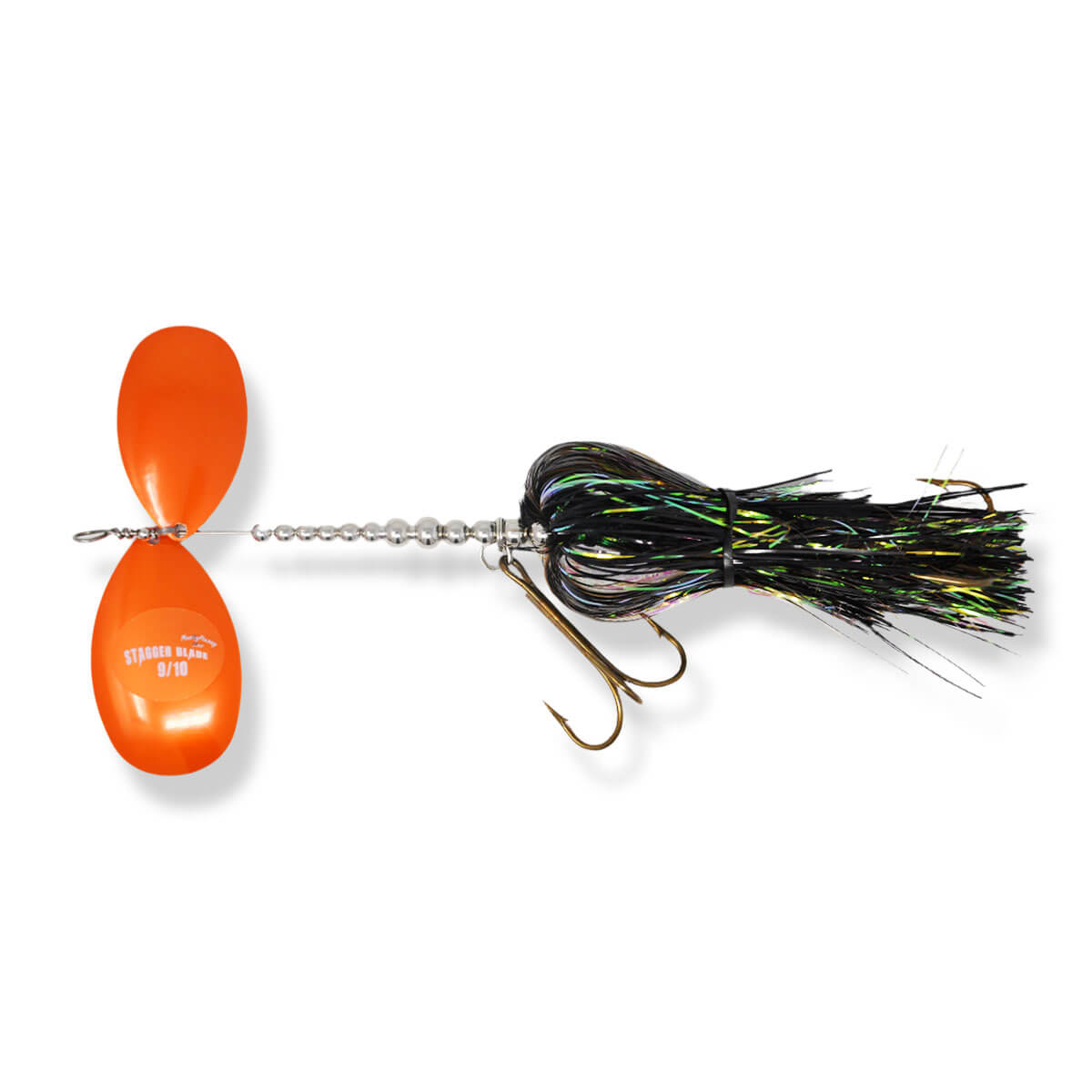 View of Bucktails Musky Frenzy Stagger 9/10 Bucktail IR Orange available at EZOKO Pike and Musky Shop