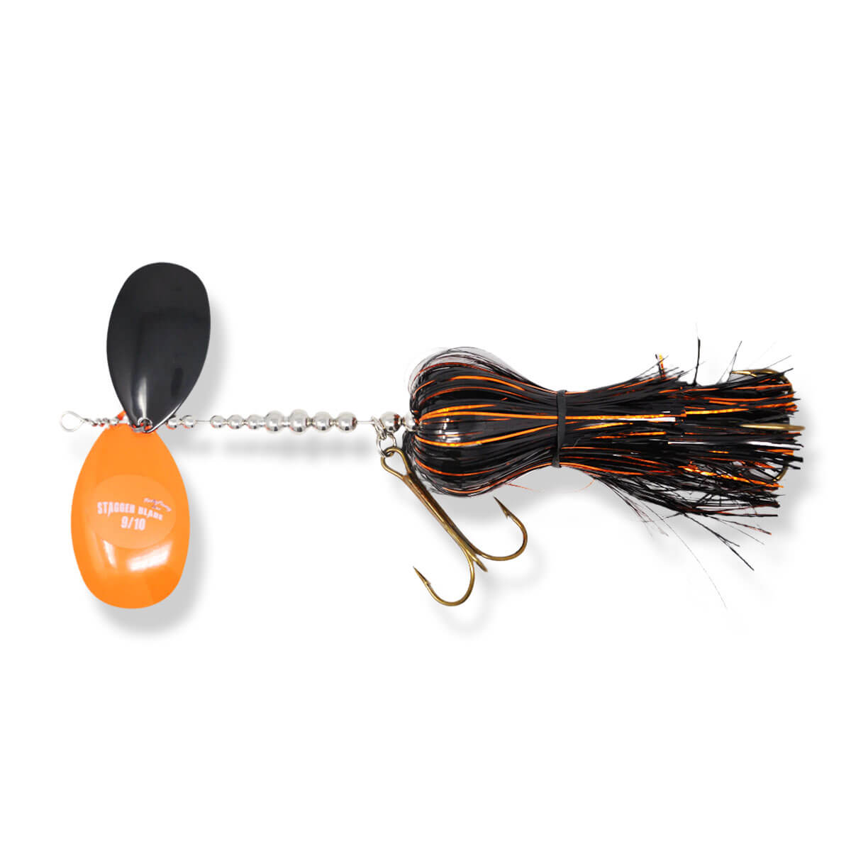 View of Bucktails Musky Frenzy Stagger 9/10 Bucktail Orange Flash available at EZOKO Pike and Musky Shop