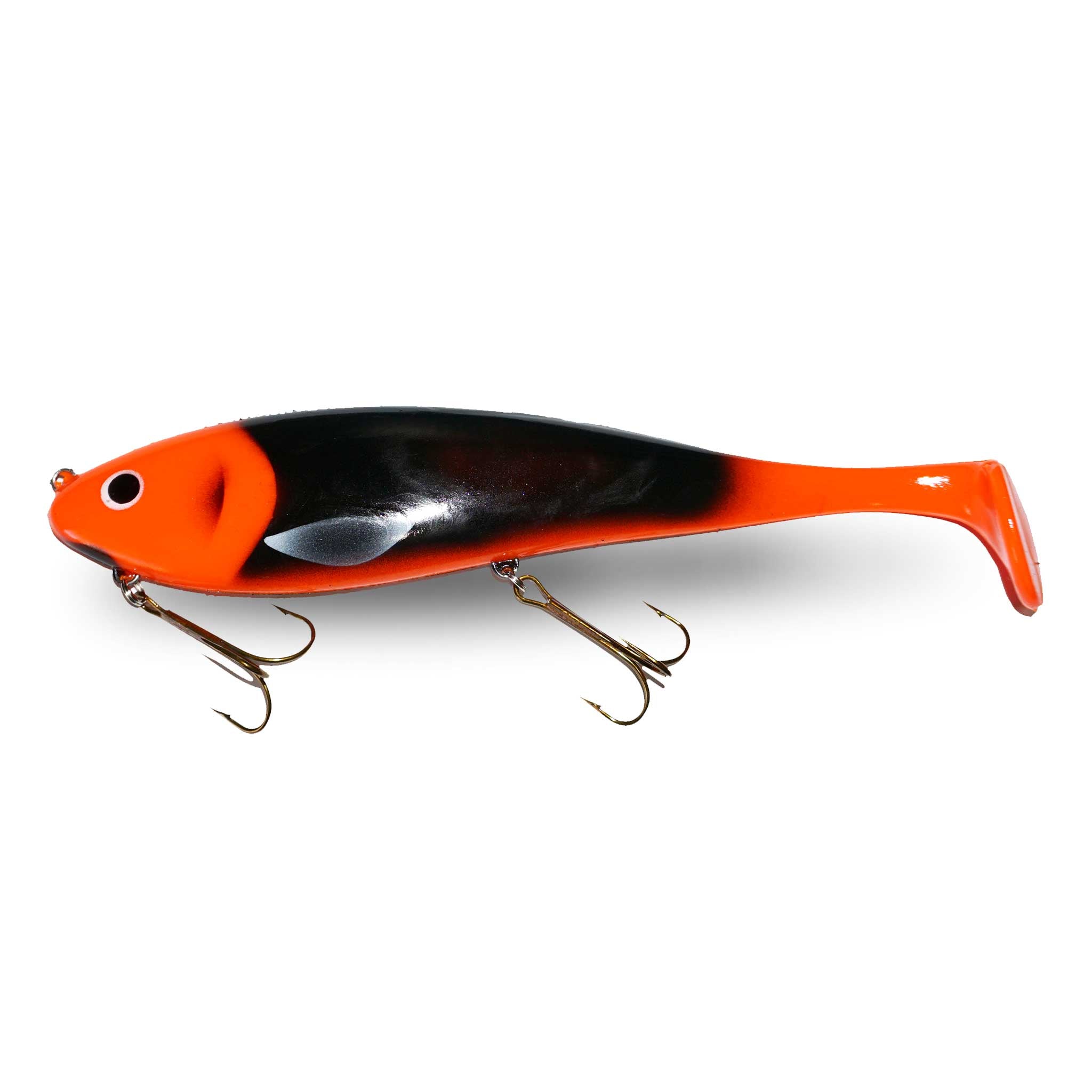 View of Swimbaits Musky Innovations Magnum Swimmin' Dawg Black / Orange available at EZOKO Fishing
