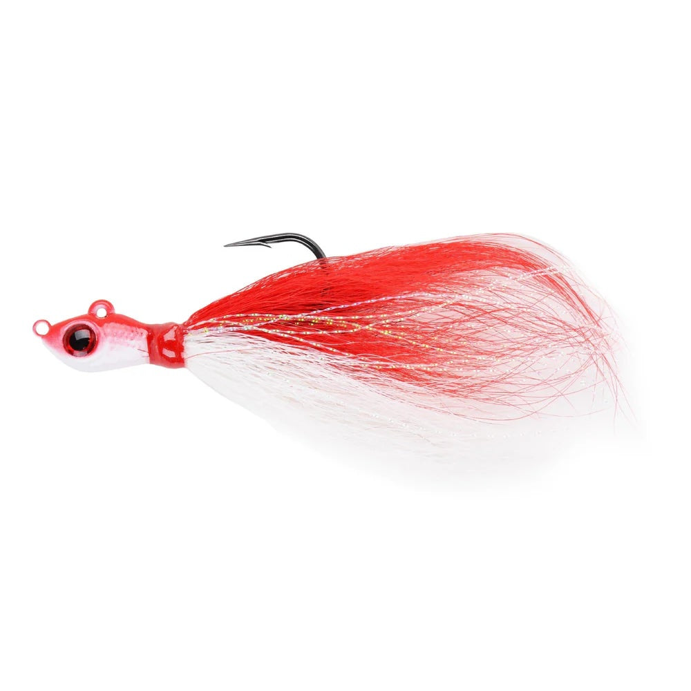 View of Jigs-Spoons Mustad Big Eye Bucktail Jig 3/4 oz Red/White available at EZOKO Fishing