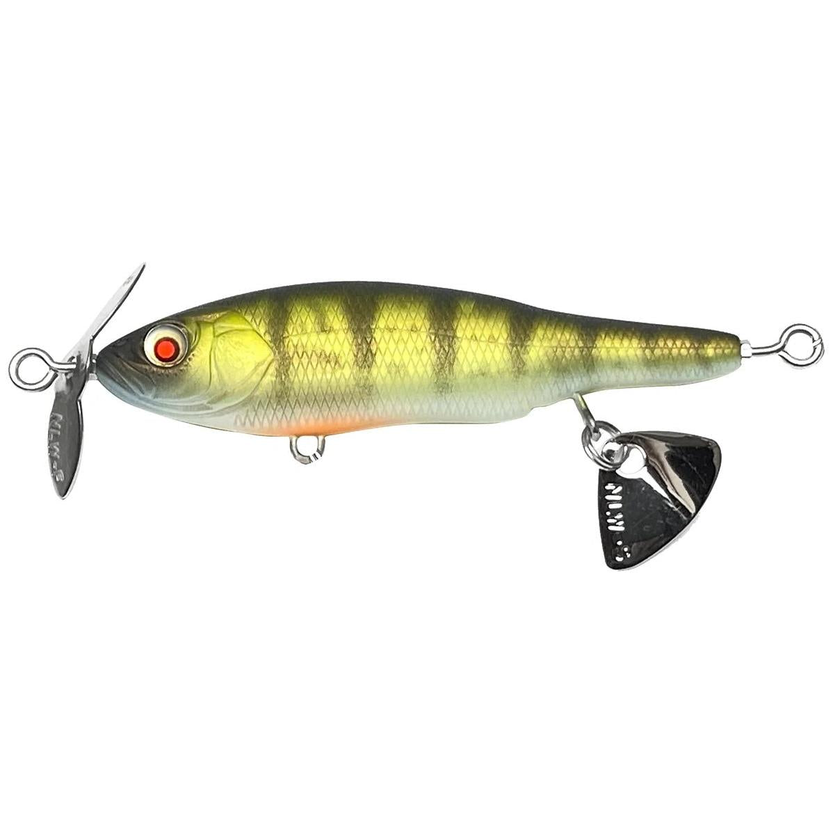 View of Topwater Nishine Lure Works BABY ABINO 70F Propbait Yellow Perch available at EZOKO Fishing