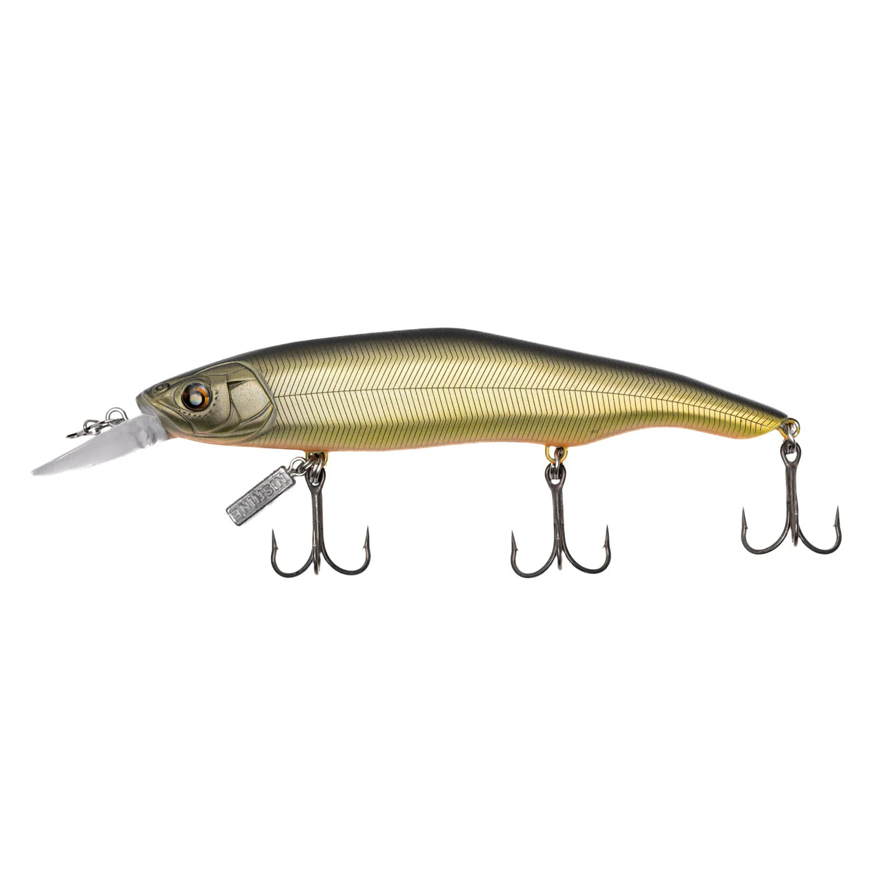 View of Jerbaits Nishine Lure Works Erie 115MD Jerkbait Black Back Gold available at EZOKO Fishing