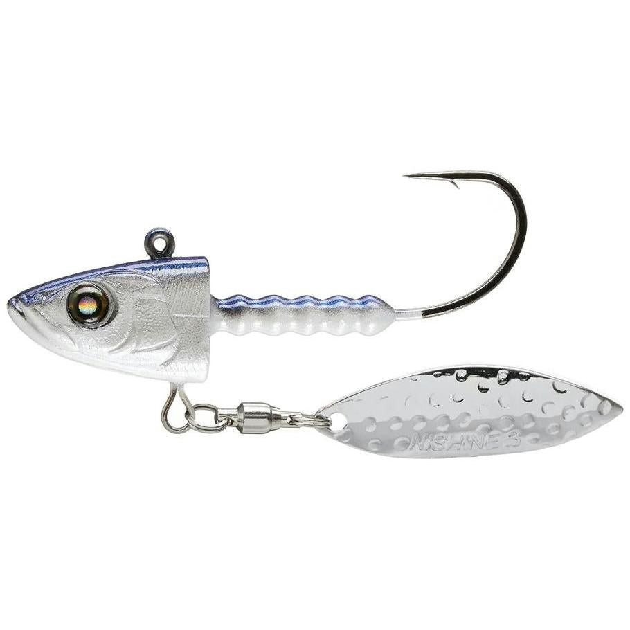 View of Jig Head Nishine Lure Works Smelthead Plus Bladed Jig Head Blue Back Herring 3/4oz - #4/0 available at EZOKO Fishing