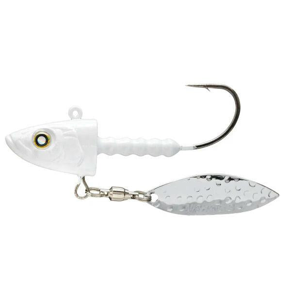 View of Jig Head Nishine Lure Works Smelthead Plus Bladed Jig Head Pearl White 3/4oz - #4/0 available at EZOKO Fishing