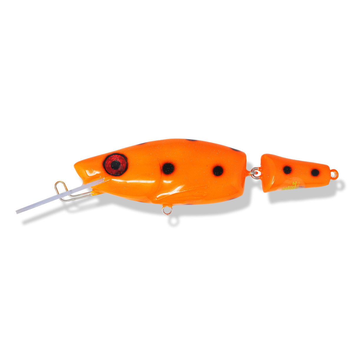 View of Crankbaits One Shot Tackle Jointed Perch 8" Crankbait Orange Black Dot available at EZOKO Fishing
