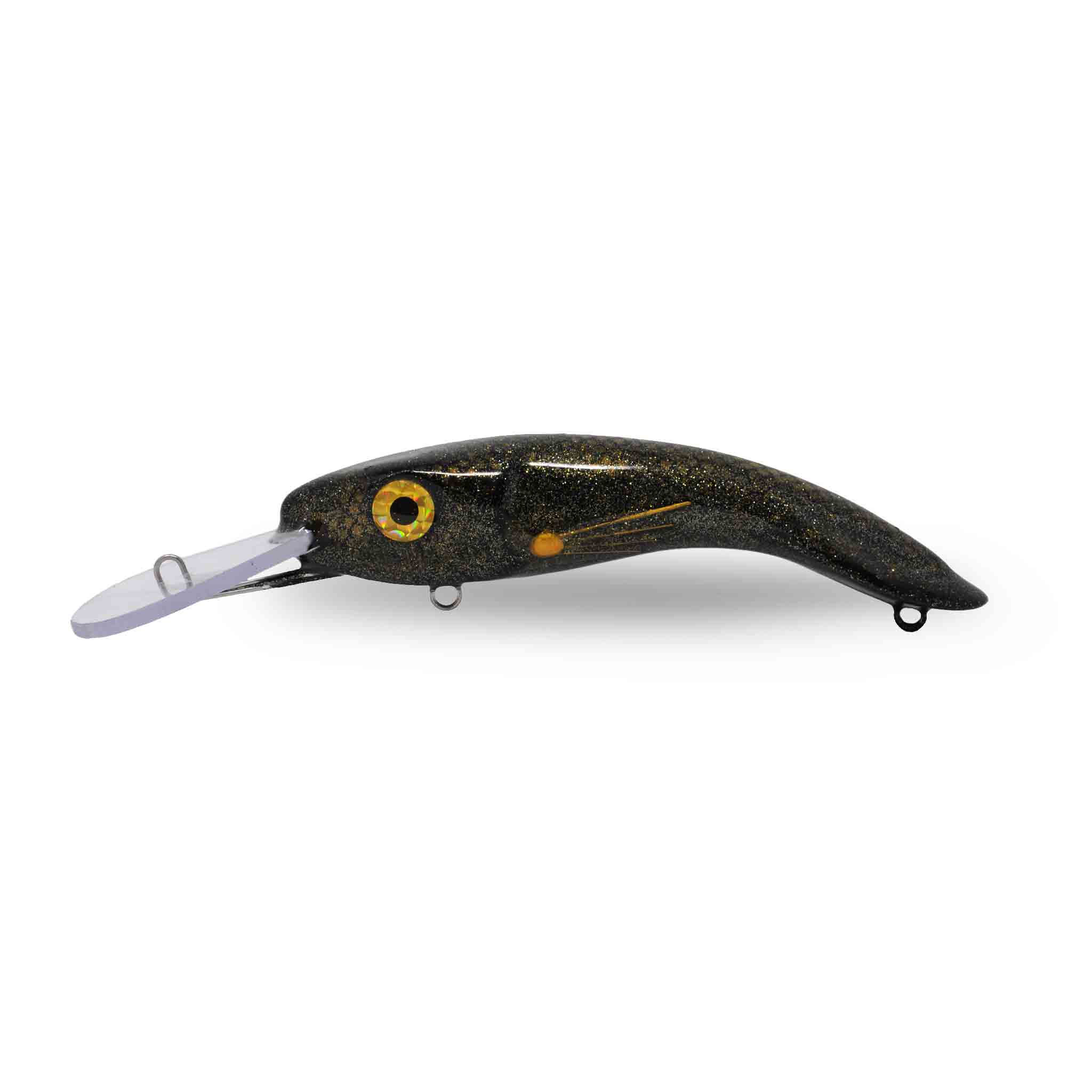 View of Crankbaits One Shot Tackle Perchosaurus 7" Crankbait Black & Gold available at EZOKO Fishing