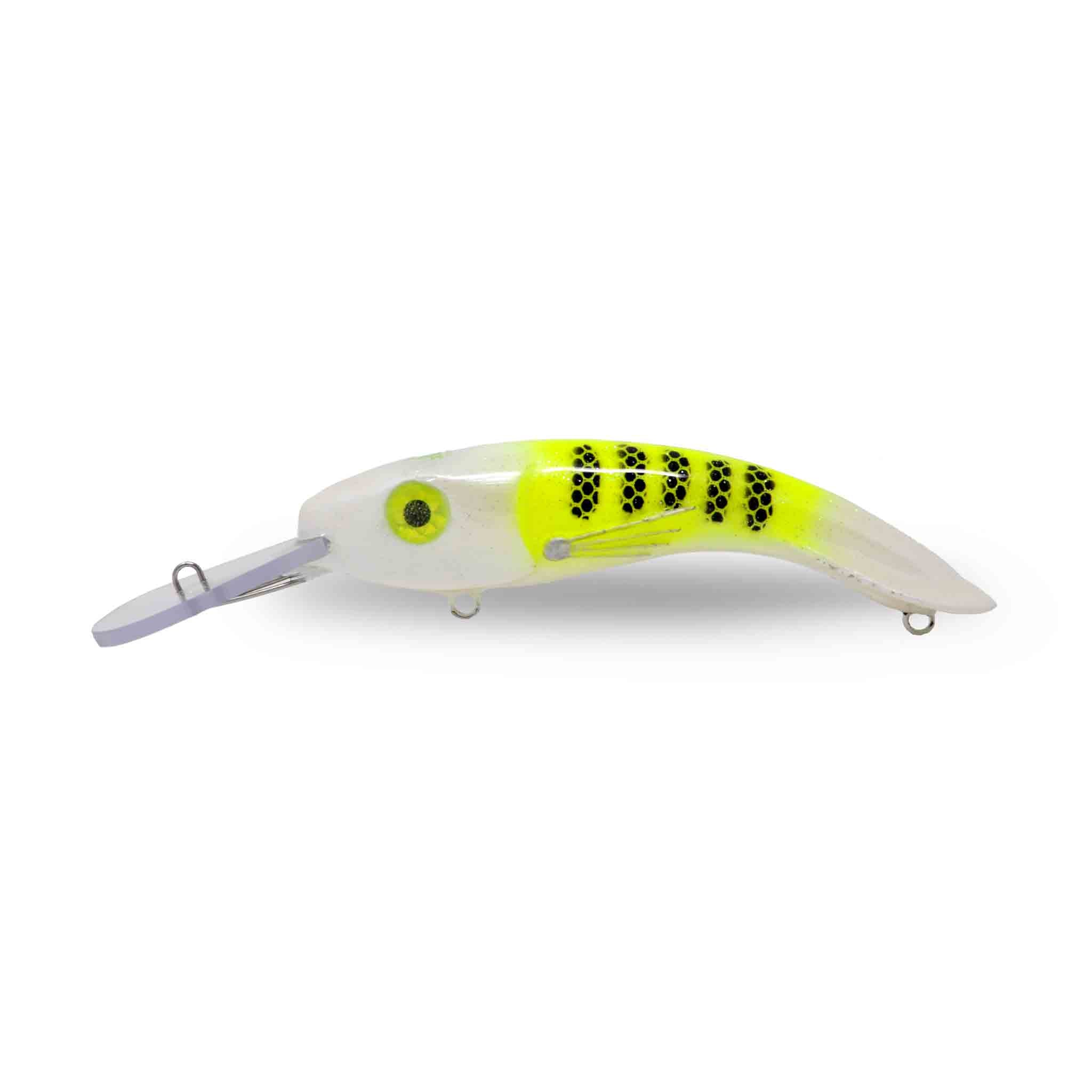 View of Crankbaits One Shot Tackle Perchosaurus 7" Crankbait Lemon Back available at EZOKO Fishing